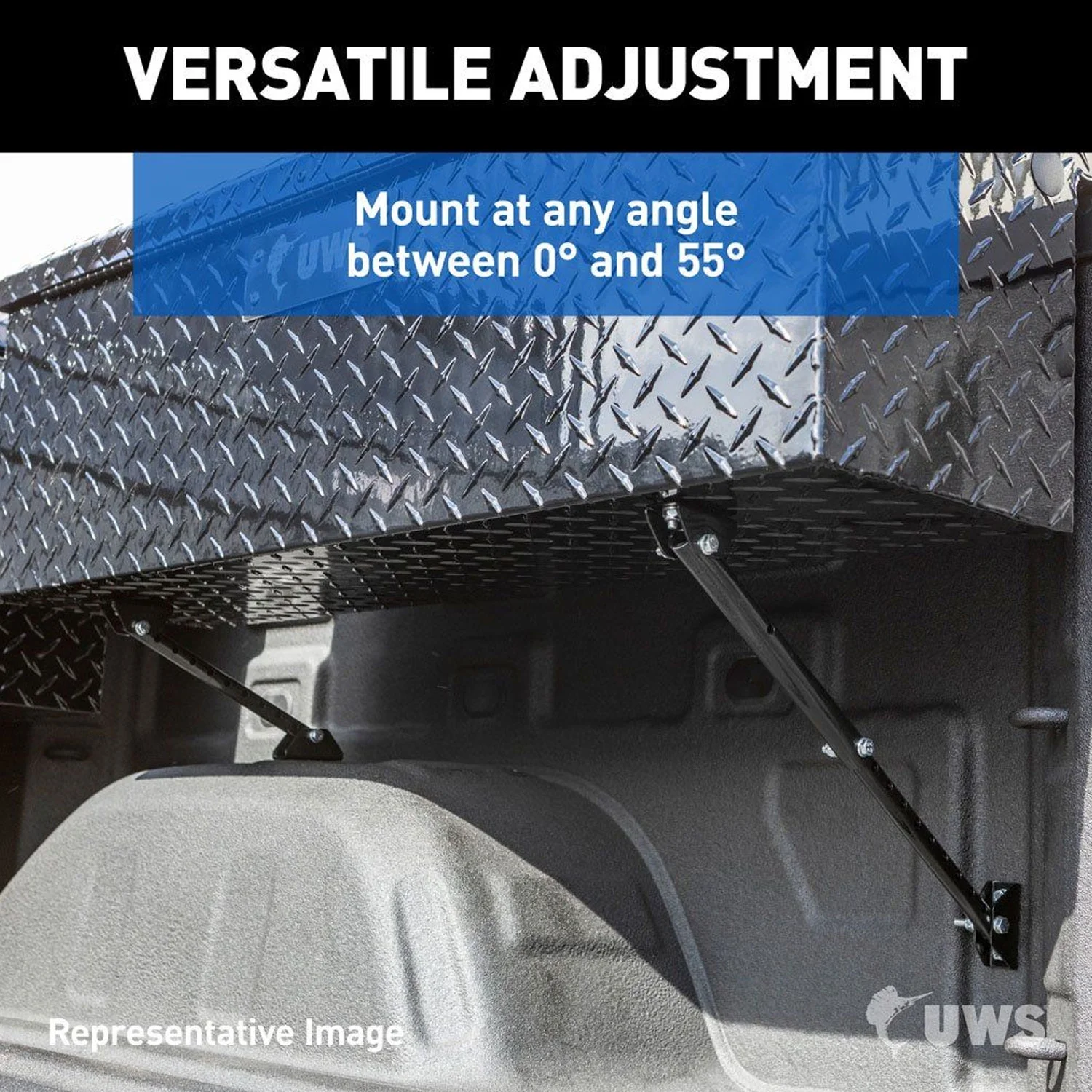 UWS C30142-MK2 72 In Aluminum Truck Bed Side Tool Box, Gloss Black