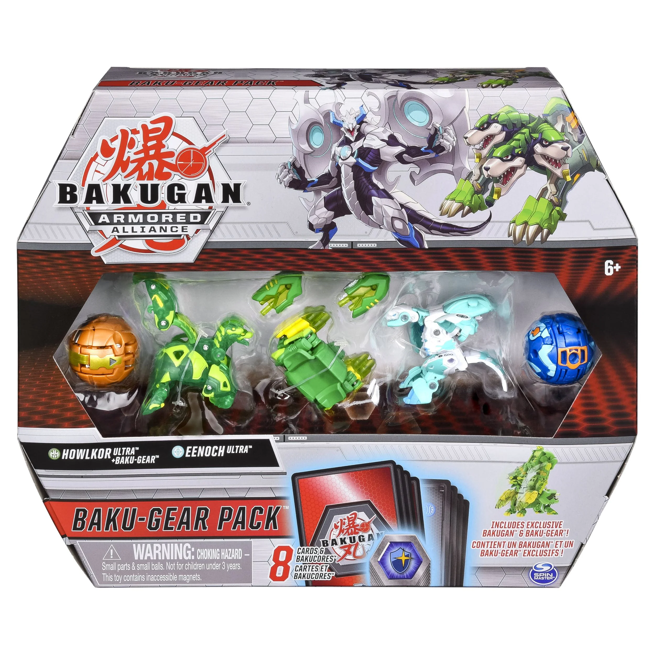 Bakugan Baku-Gear 4-Pack, Howlkor Ultra with Baku-Gear and Eenoch Ultra, Collectible Action Figures
