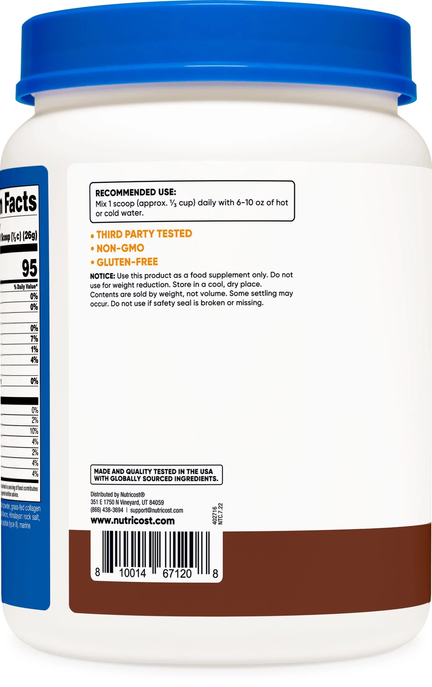 Nutricost Beef Bone Protein Powder + Multi Collagen (20 Servings) - Chocolate