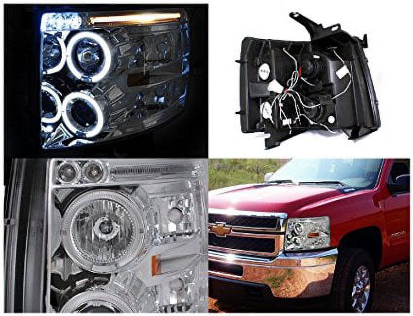 Spec-D Tuning 2LHP-SIV07-TM Chevy Silverado Chrome Clear Projector Head Lights