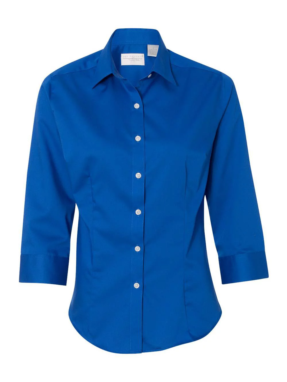 Van Heusen - Women's Three-Quarter Sleeve Baby Twill Shirt - 13V0527 - Royal Blue