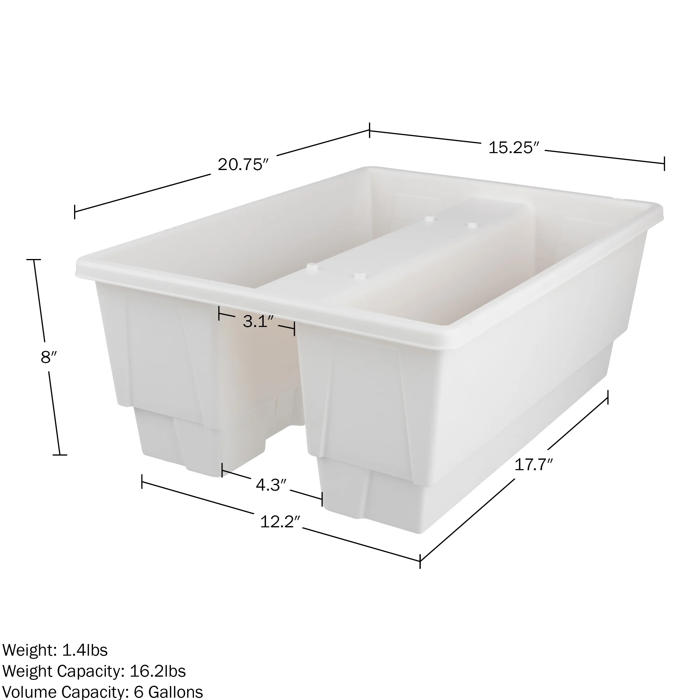 Pure Garden 20.75in Plastic Railing Planter - 6-Gal Outdoor Flower Box, White