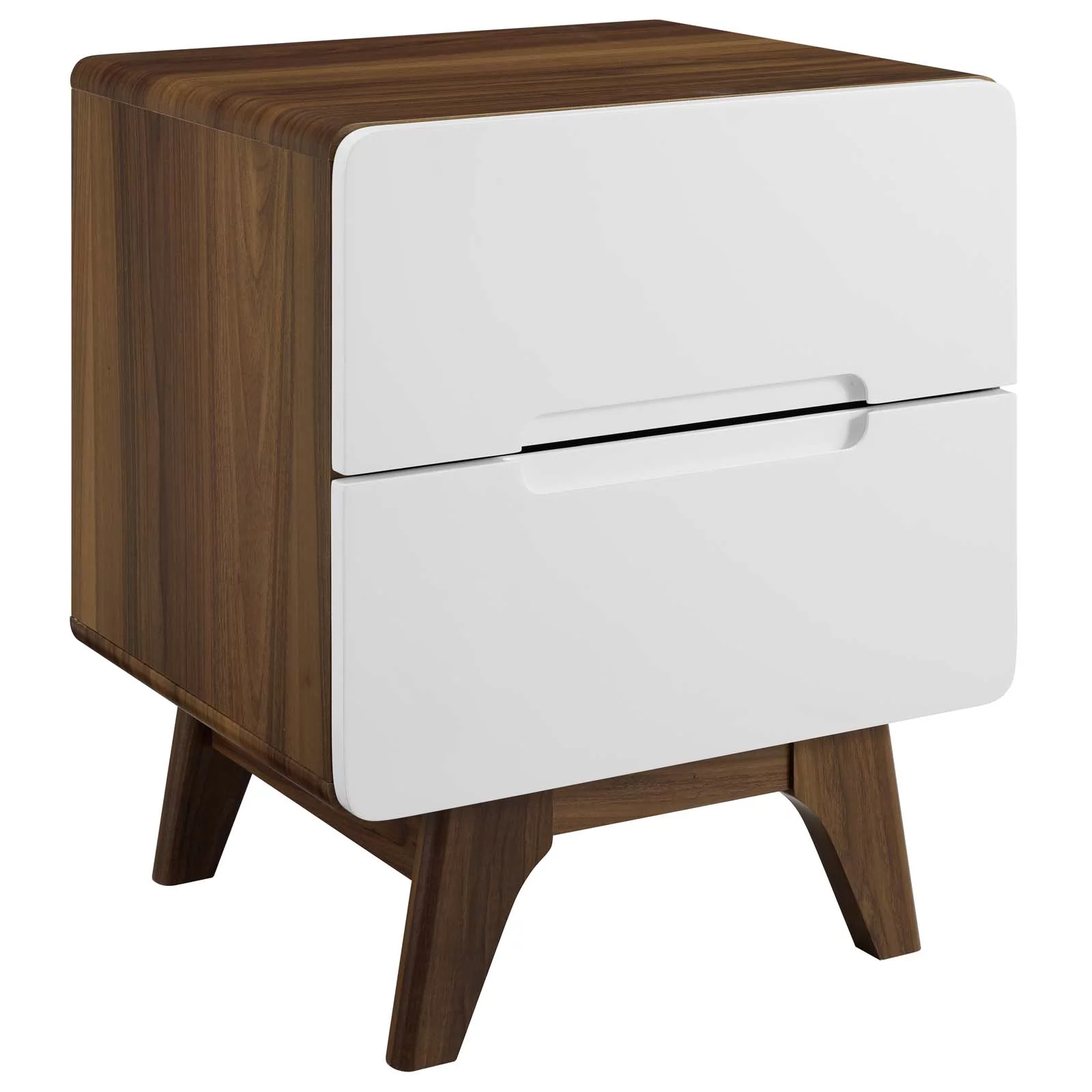Modway Origin Wood Nightstand or End Table in Walnut White
