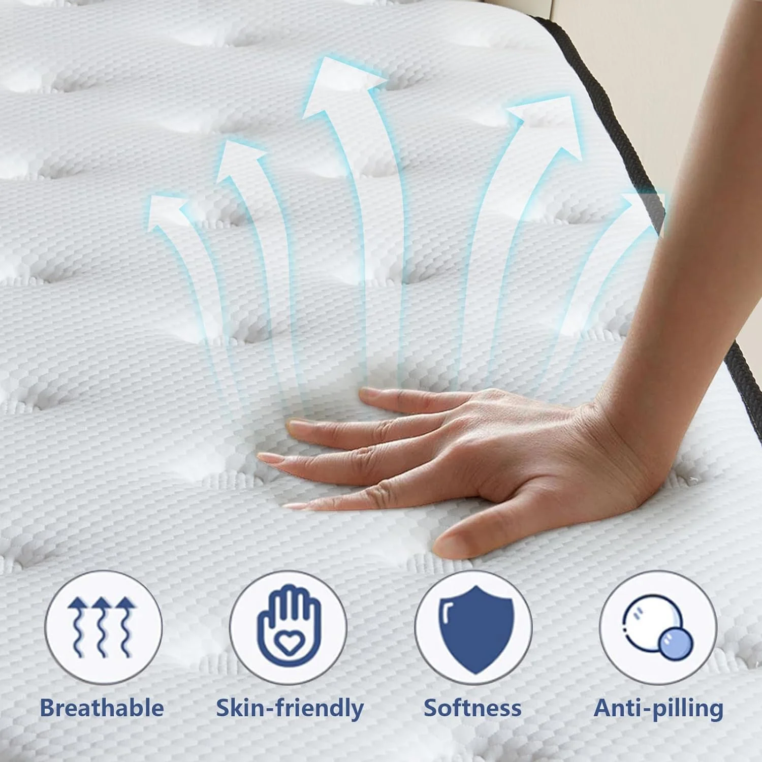 YUMIAO Queen Mattress, 12 Inch Memory Foam Hybrid Mattress Queen Size, Pocket Spring Mattress in a Box for Motion Isolation, Strong Edge Support, Pressure Relief, Medium Firm