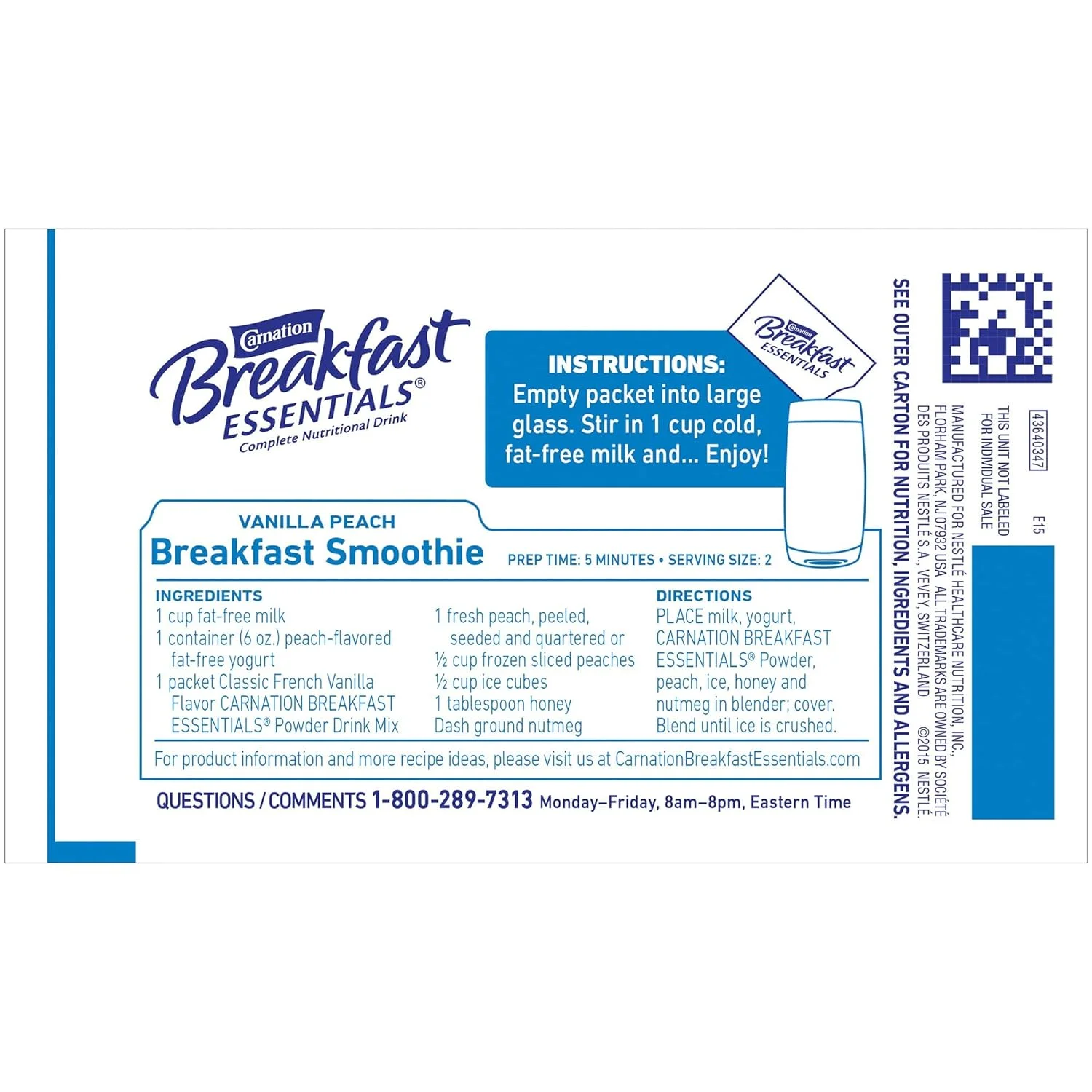 Carnation Breakfast Essentials Classic French Vanilla 10 Ct 1 26 Oz