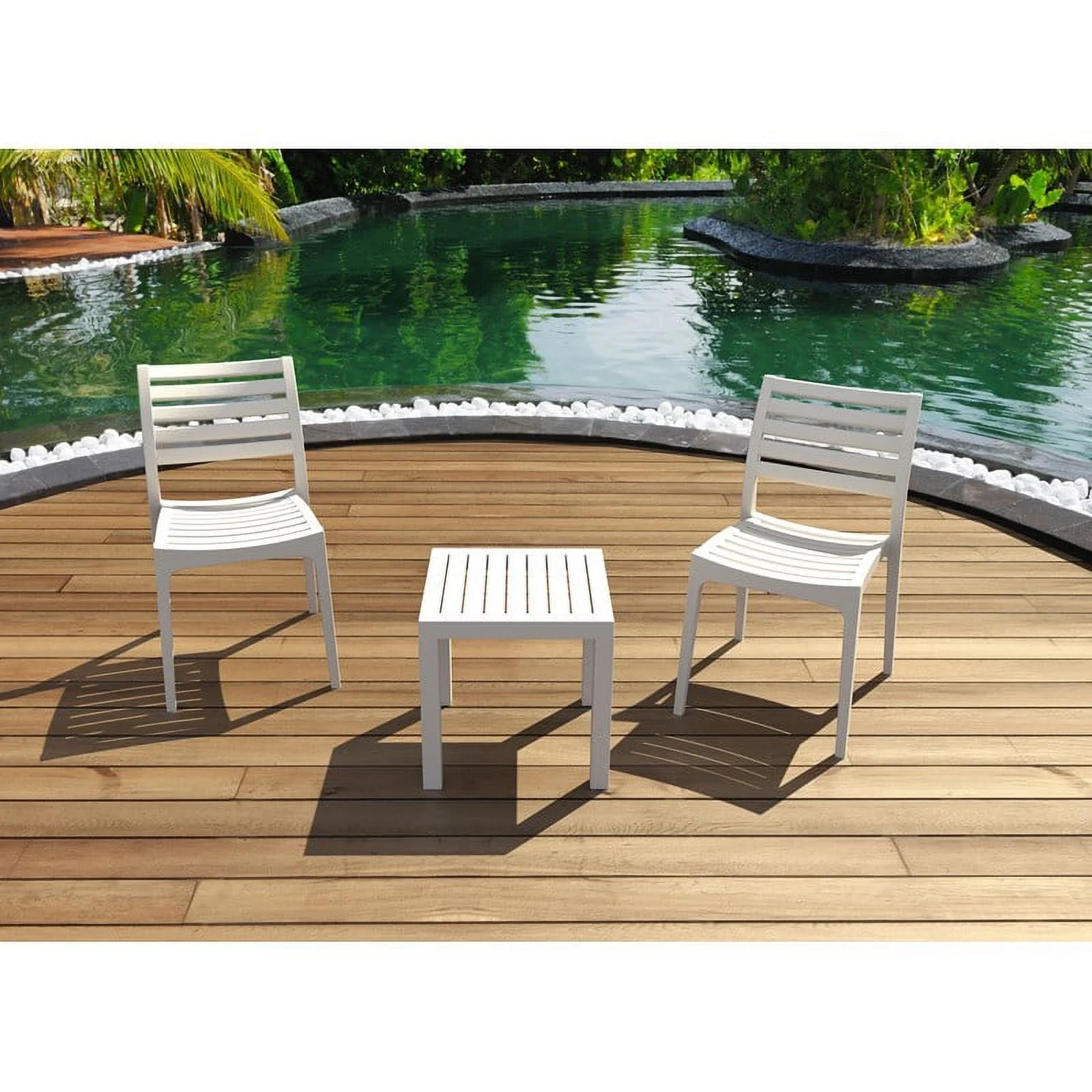 Home Square 2 Piece Square Resin Patio Side Table Set in White