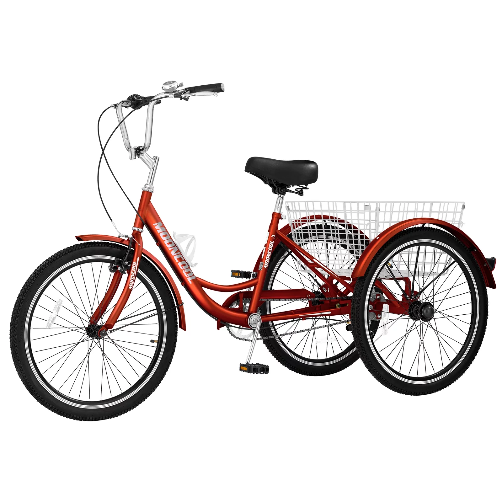 Adult Tricycles Single Speed, Adult Trikes 24 inch 3 Wheel Bikes, Three-Wheeled Bicycles Cruise Trike with Shopping Basket for Seniors, Women, Men