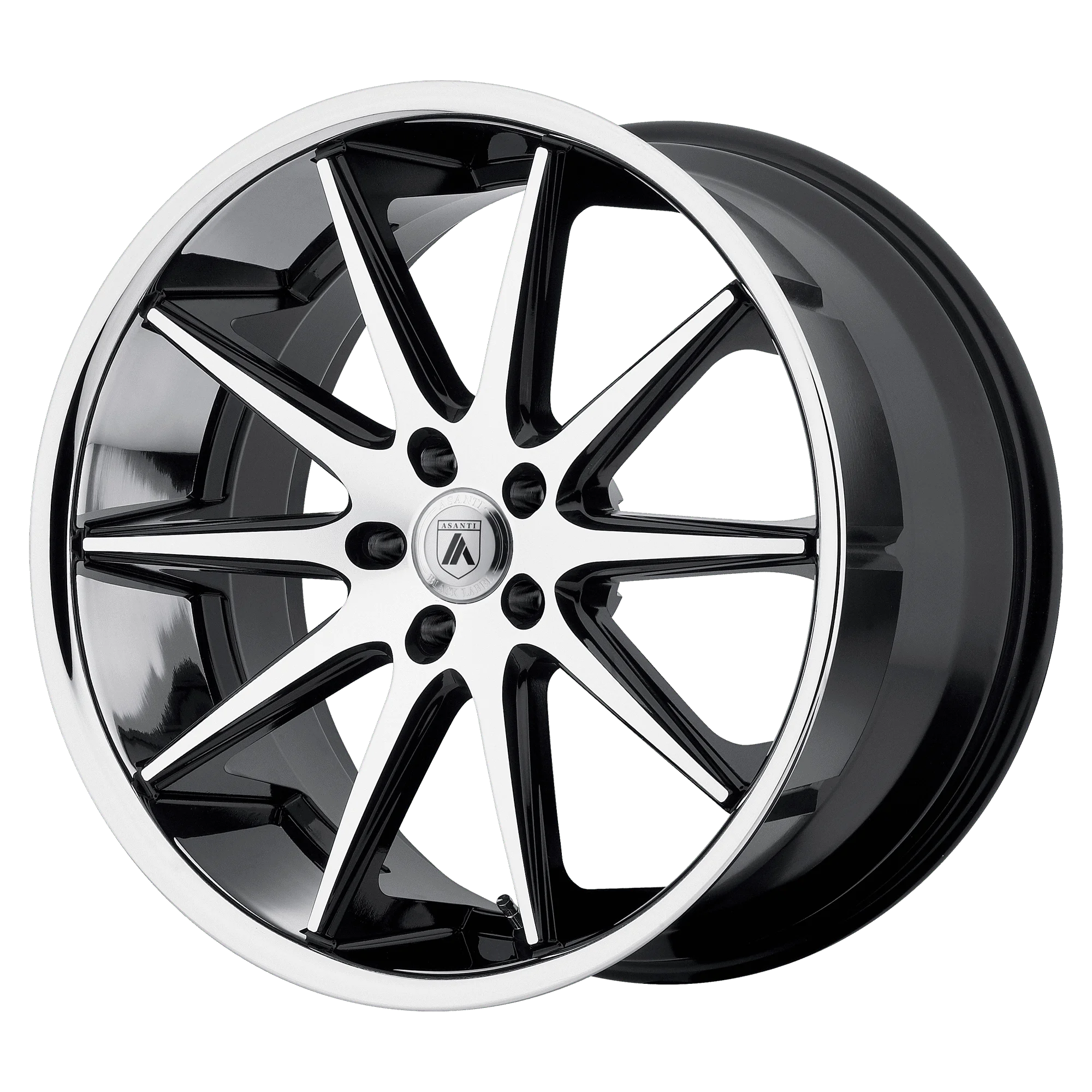 ASANTI BLACK ABL-4 CAPELLA 20X8.5 5X114.3 40ET 74.1CB MACHINED FACE SS LIP WHEEL