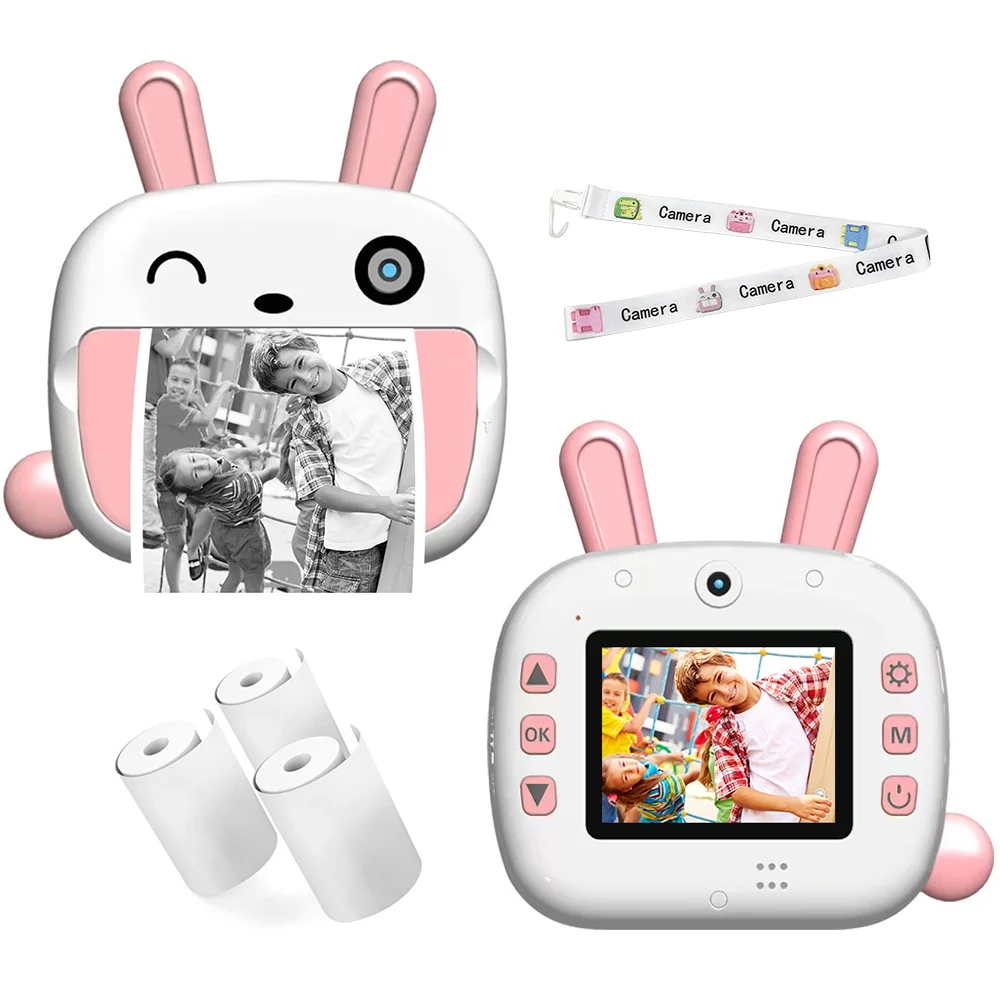 Instant Print Camera for Kids, 1080P  Instant Print Photo Digital Camera with Print Paper, Christmas Birthday Gifts for Age 4 5 6 7 8 9 10 Girls Boys