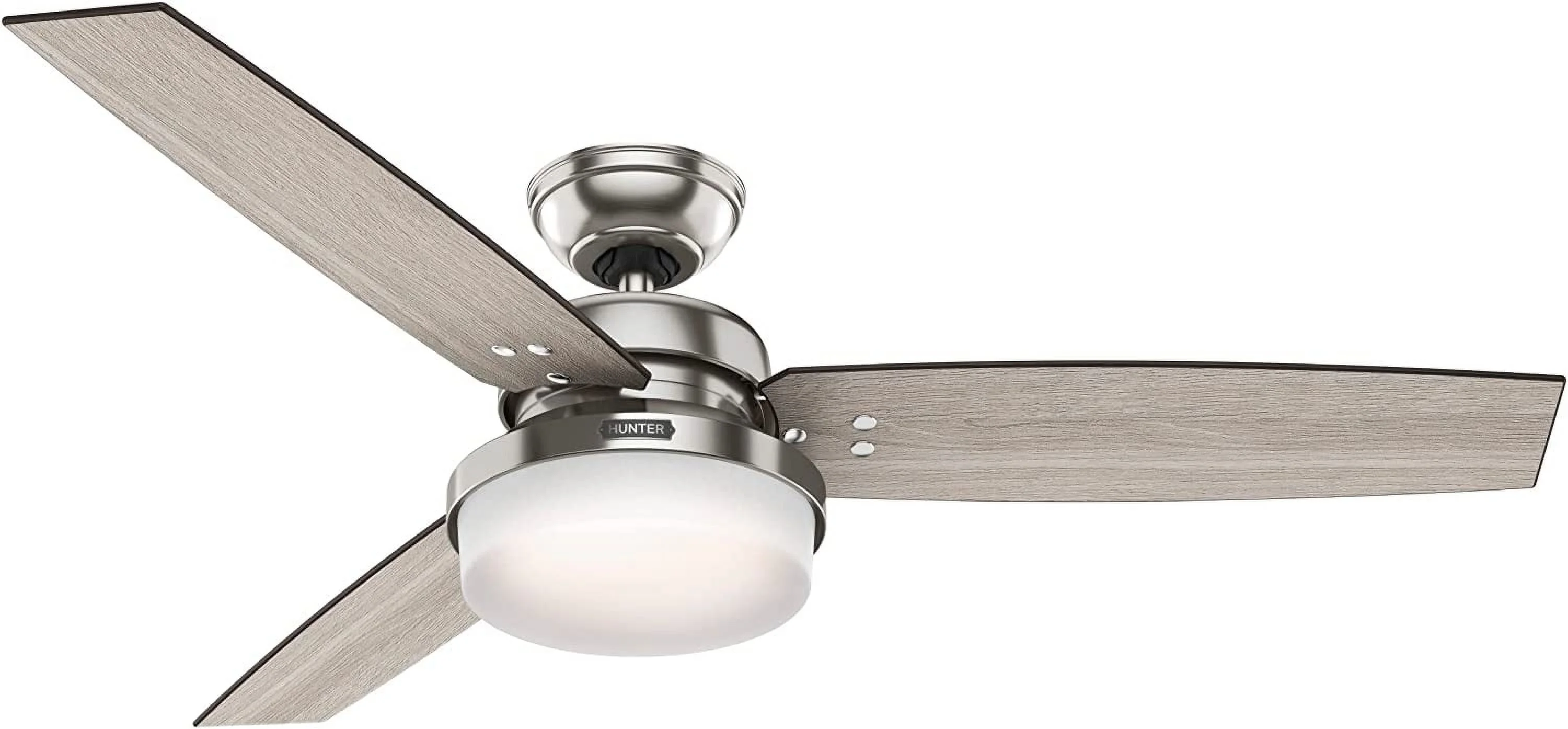 AUCHI Fan Company, 59157, 52 inch Sentinel Brushed Nickel Ceiling Fan with LED Light Kit and Handheld Remote