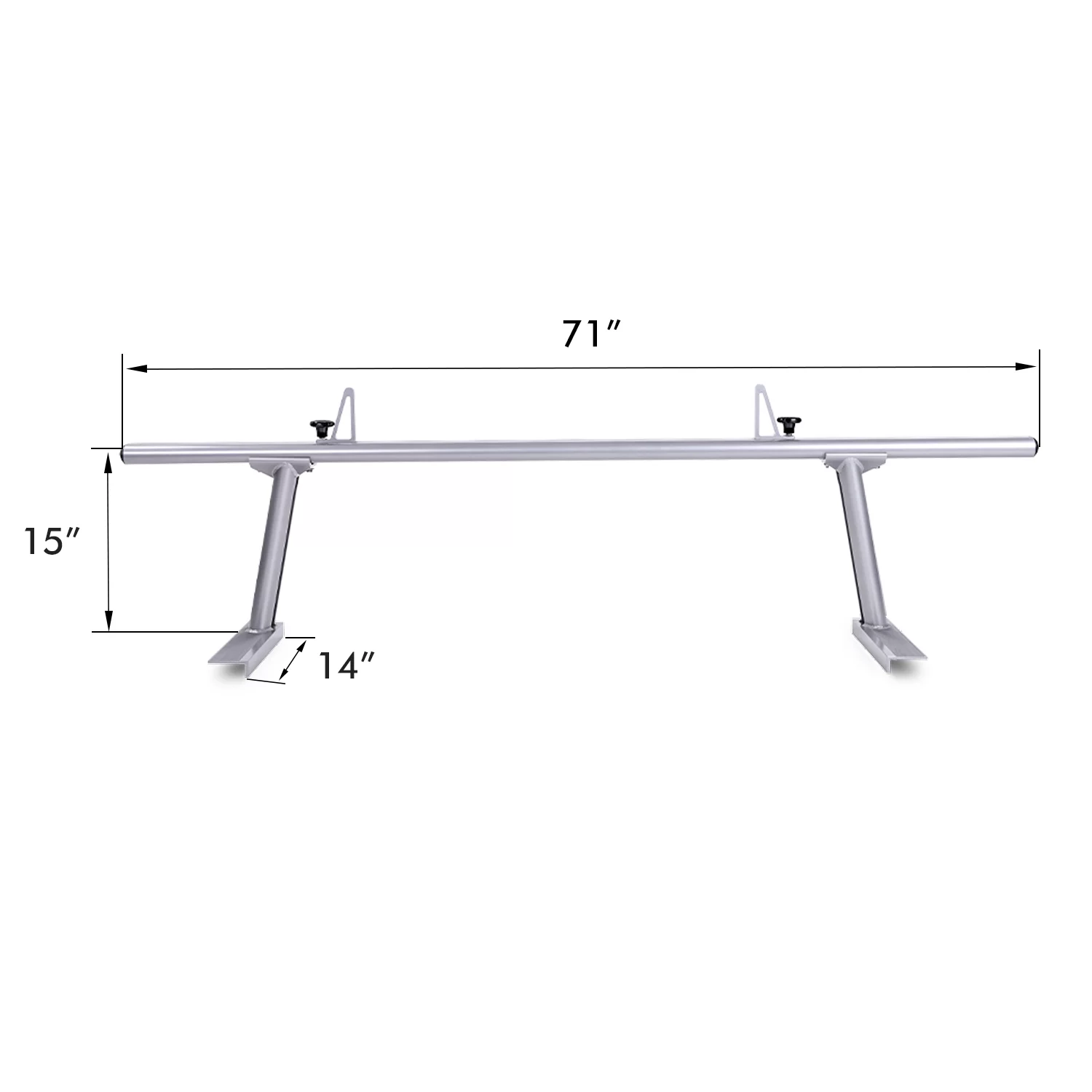 AA-Racks Model APX2502-SLV Low-Profile Utility Aluminum Pick-Up Truck Ladder Rack with Load Stops