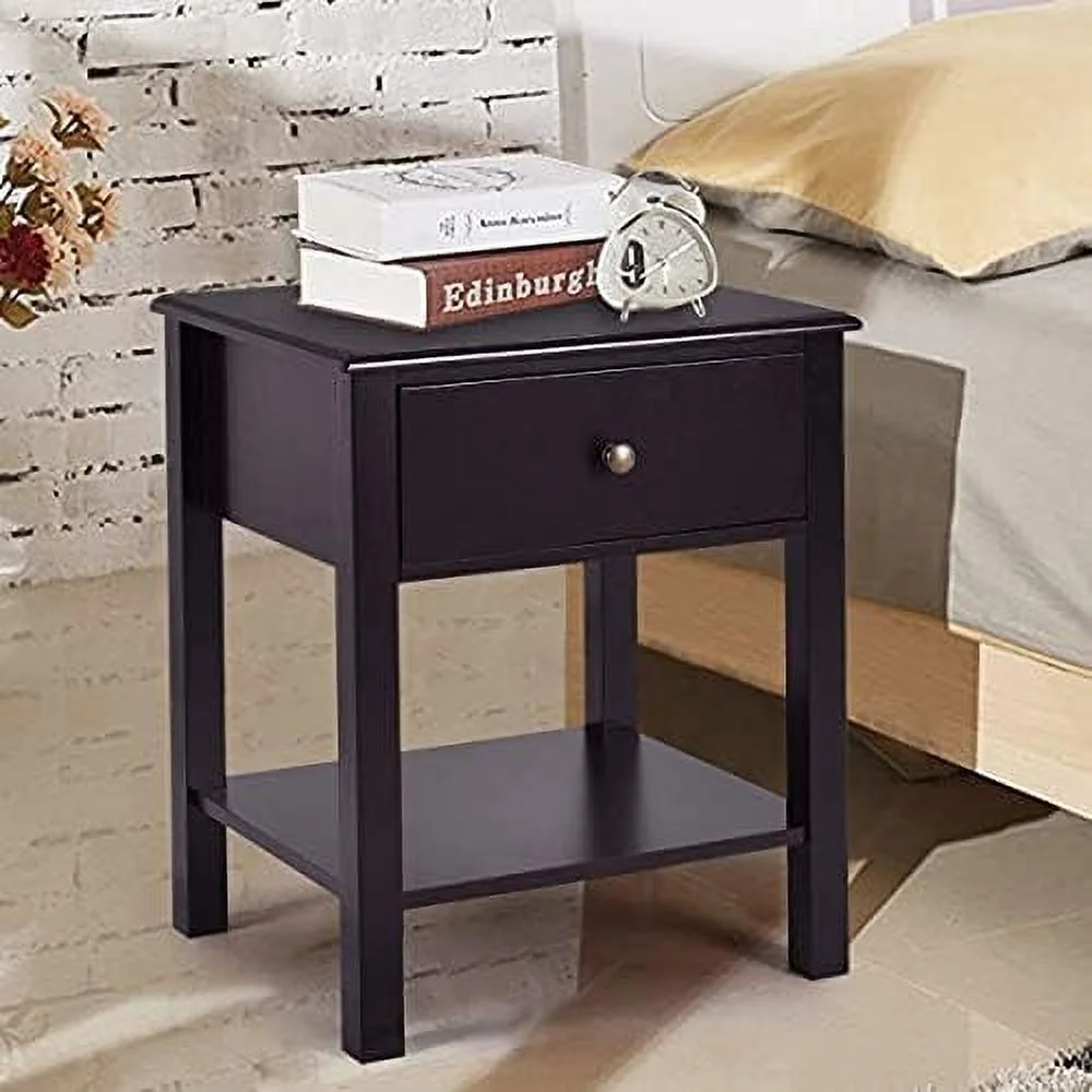 HYHBIBOOM Nightstand w/Drawer and   Multipurpose for Living Room  Bedroom  Study Room Wooden End Table  Modern Beside Sofa Accent Table (2  Brown)