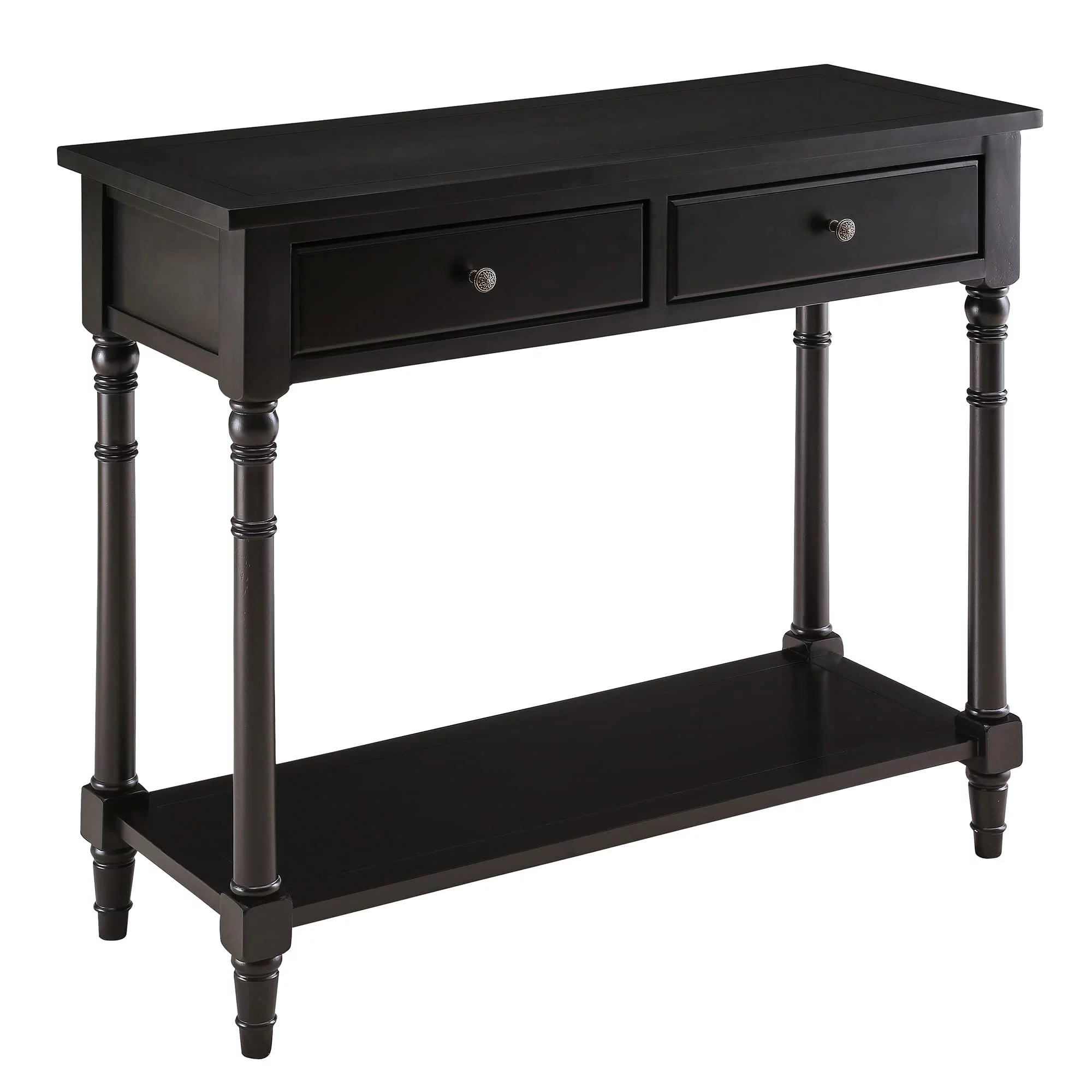 JESONVID Solid Wood Console Table with 2 Drawers, 2-Tier 35.4