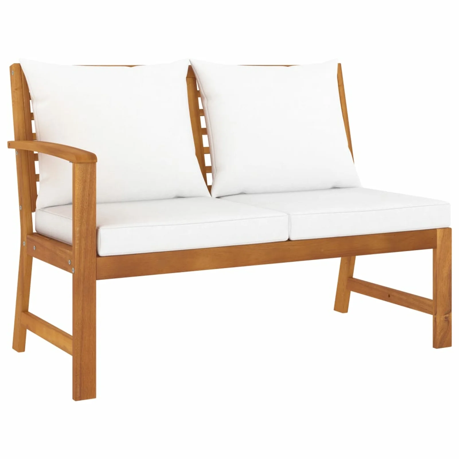 Andoer 5 Piece Garden Set with Cushion Cream Solid Acacia Wood