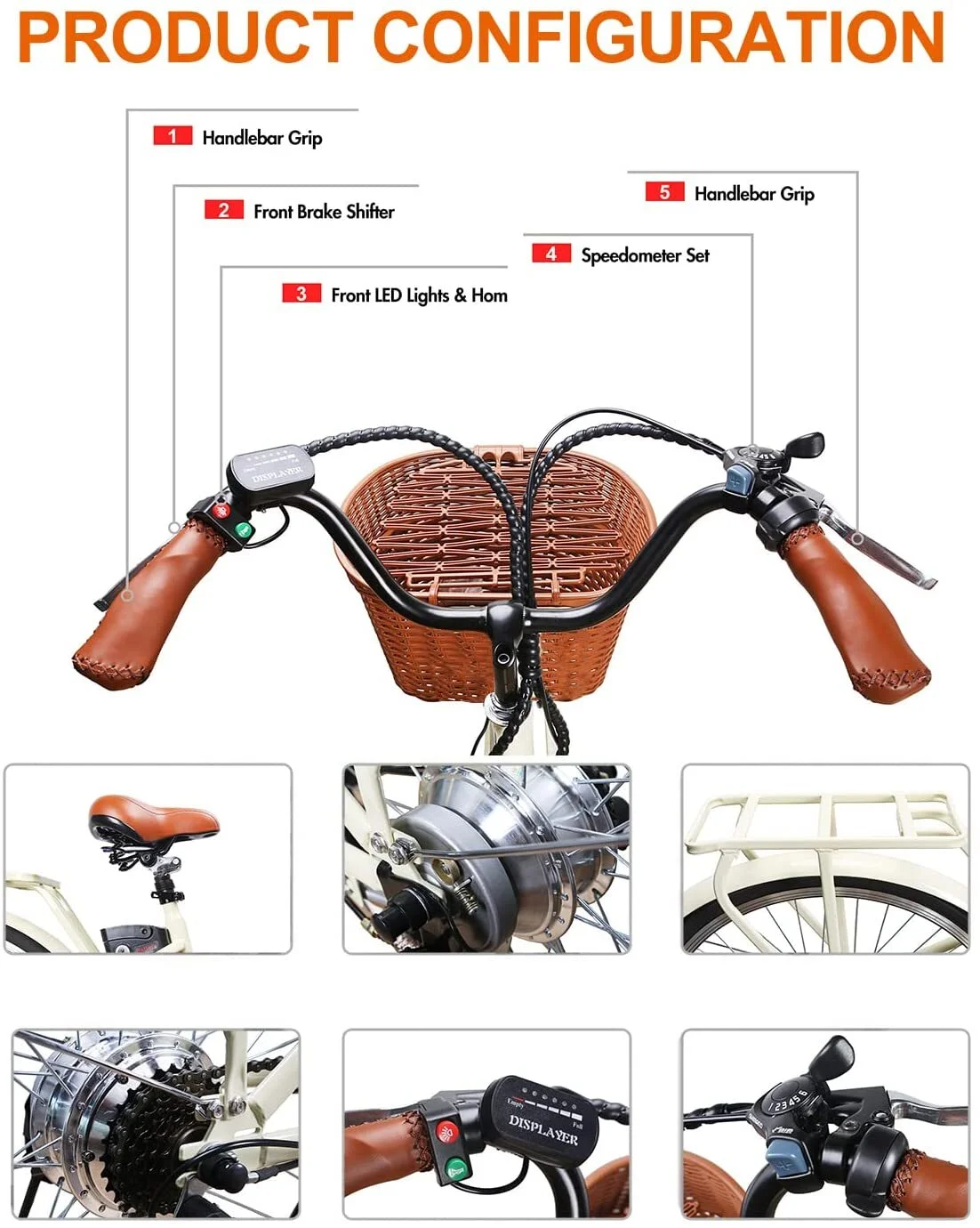 NAKTO Electric Bike For Adults 26