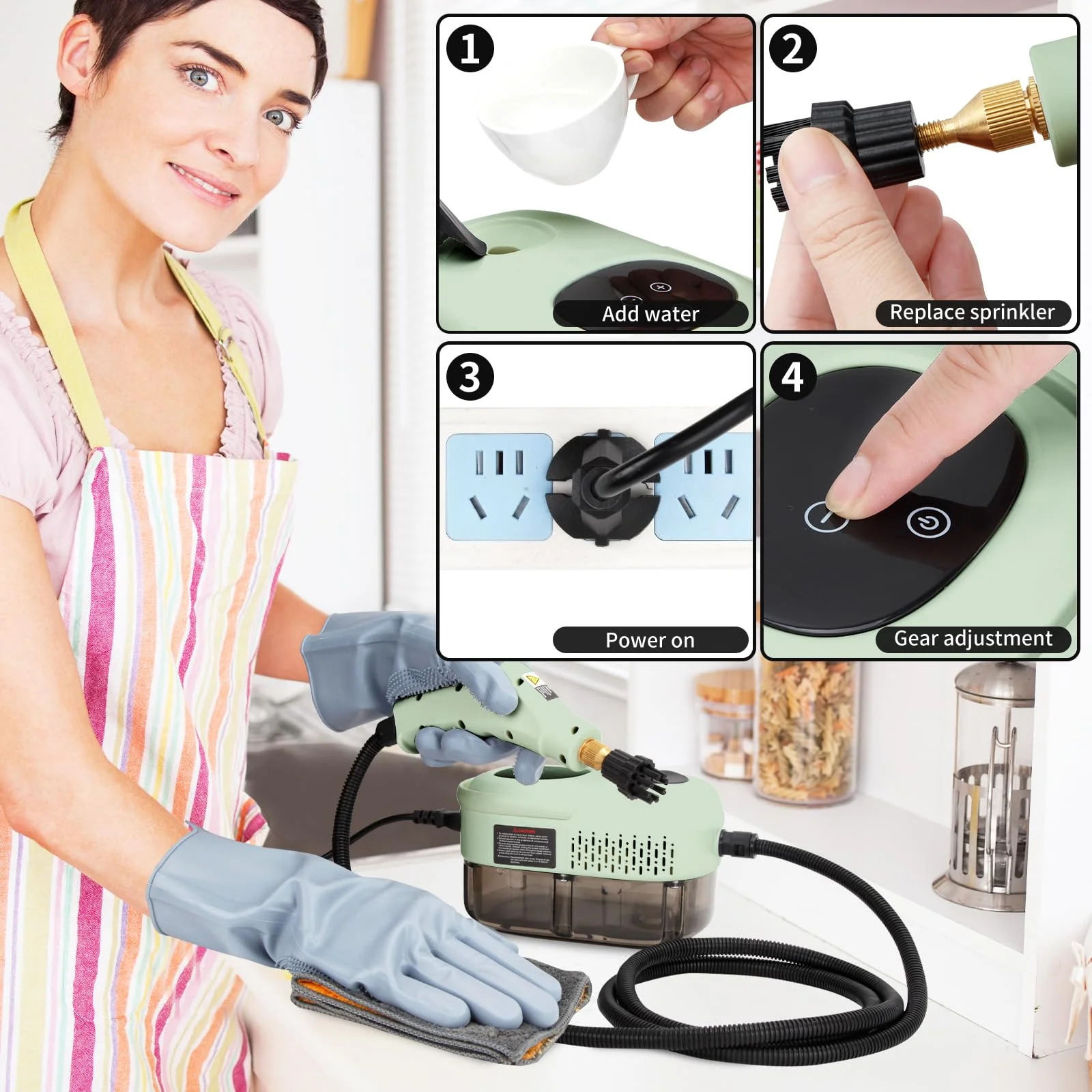 Steam Cleaner,2500W High Temperature Pressurized Steam Cleaner,Portable Steam Cleaning Machine,10S Fast Heating,with 3 Brush Heads