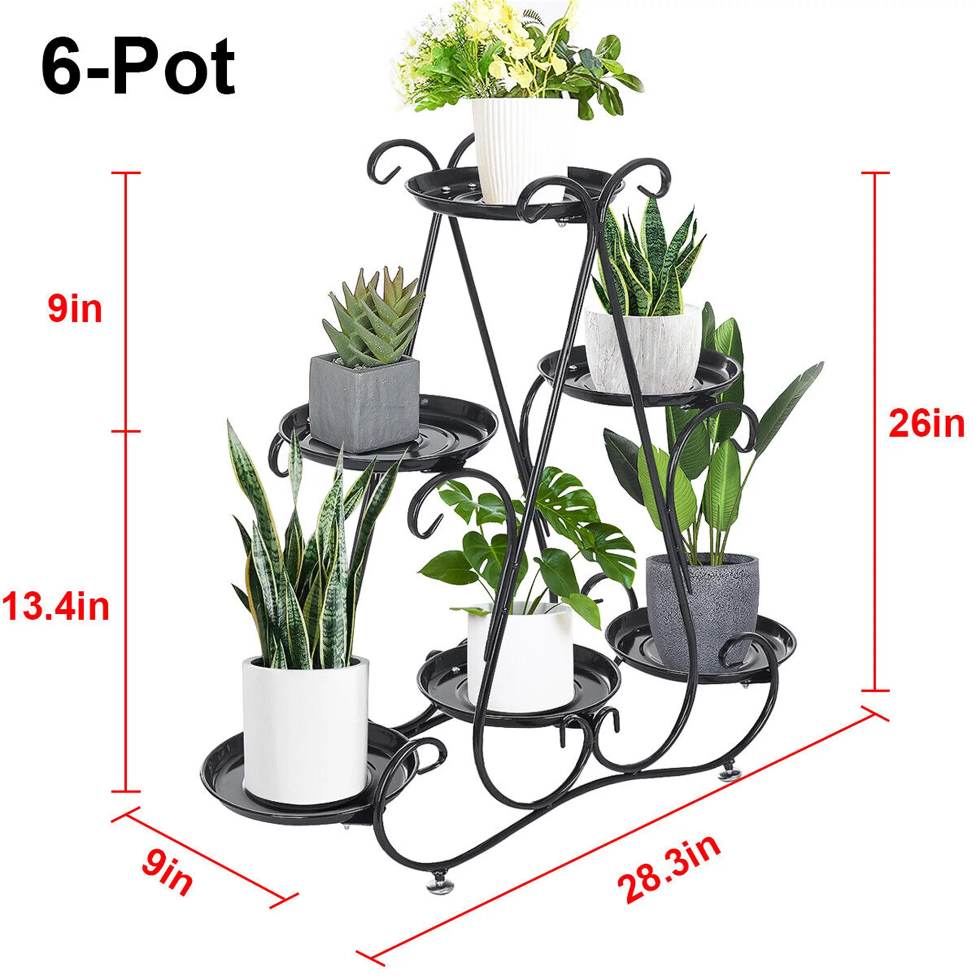 KingShop 6 Pot Plant Stand Flower Display Metal Shelf Garden Patio Corner Indoor Outdoor