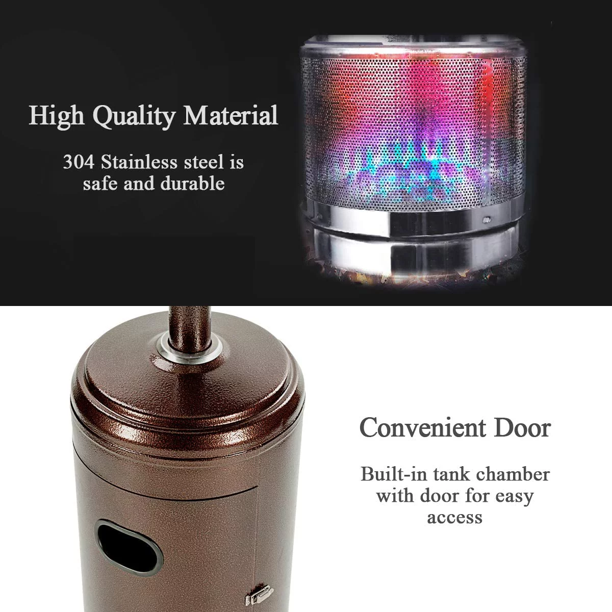 Pamapic 46000 BTU Propane Patio Heater with Cover and Wheels