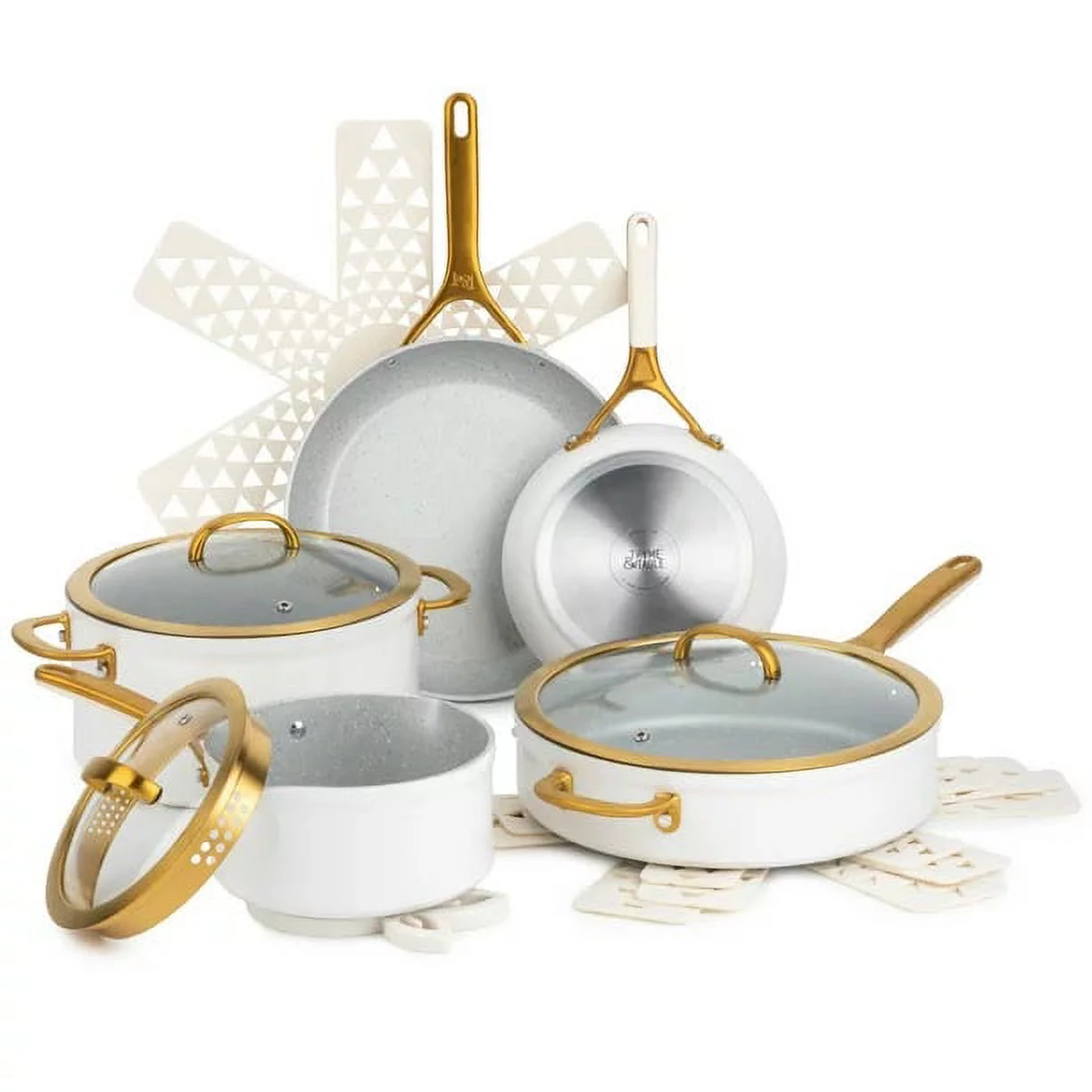 Refurbished Thyme & Table TT0461-ECOM Nonstick Supreme Cookware, 12-Piece Set, Cream