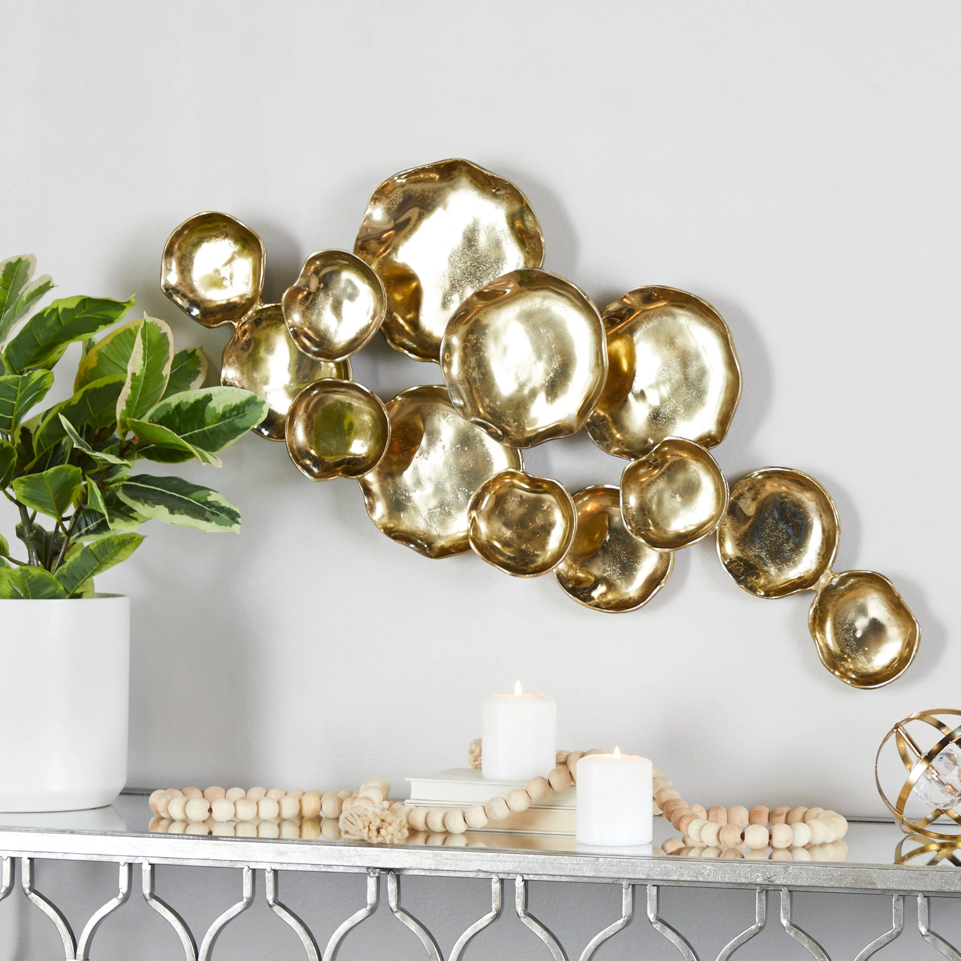 Studio 350 Aluminum Contemporary Wall Decor Abstract Gold 39 x 3 x 17 - Gold