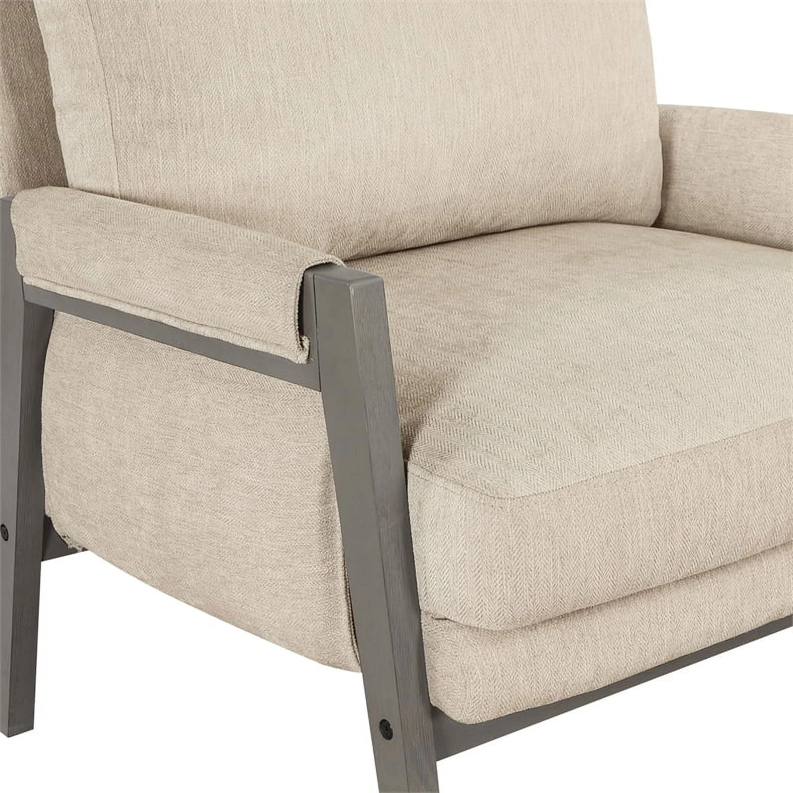 Amari Wood Frame Armchair in Cream Fabric