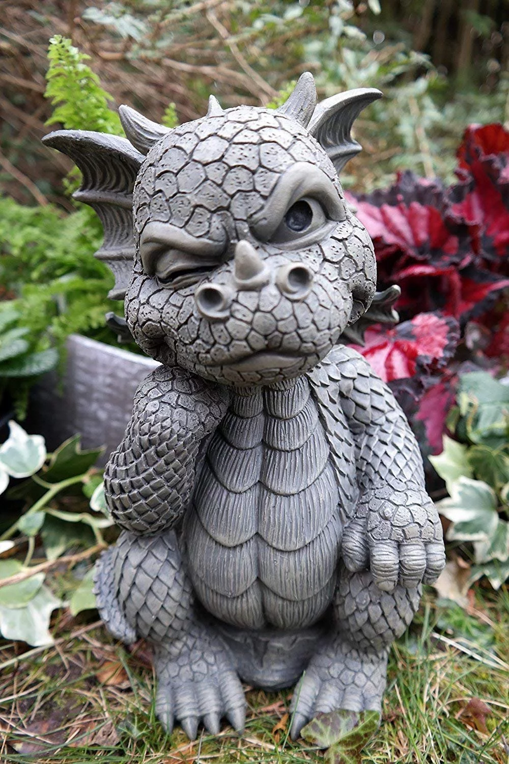 Pacific Giftware Garden Dragon Thinker Dragon Garden Display Decorative Accent Sculpture Stone Finish 10 Inch Tall