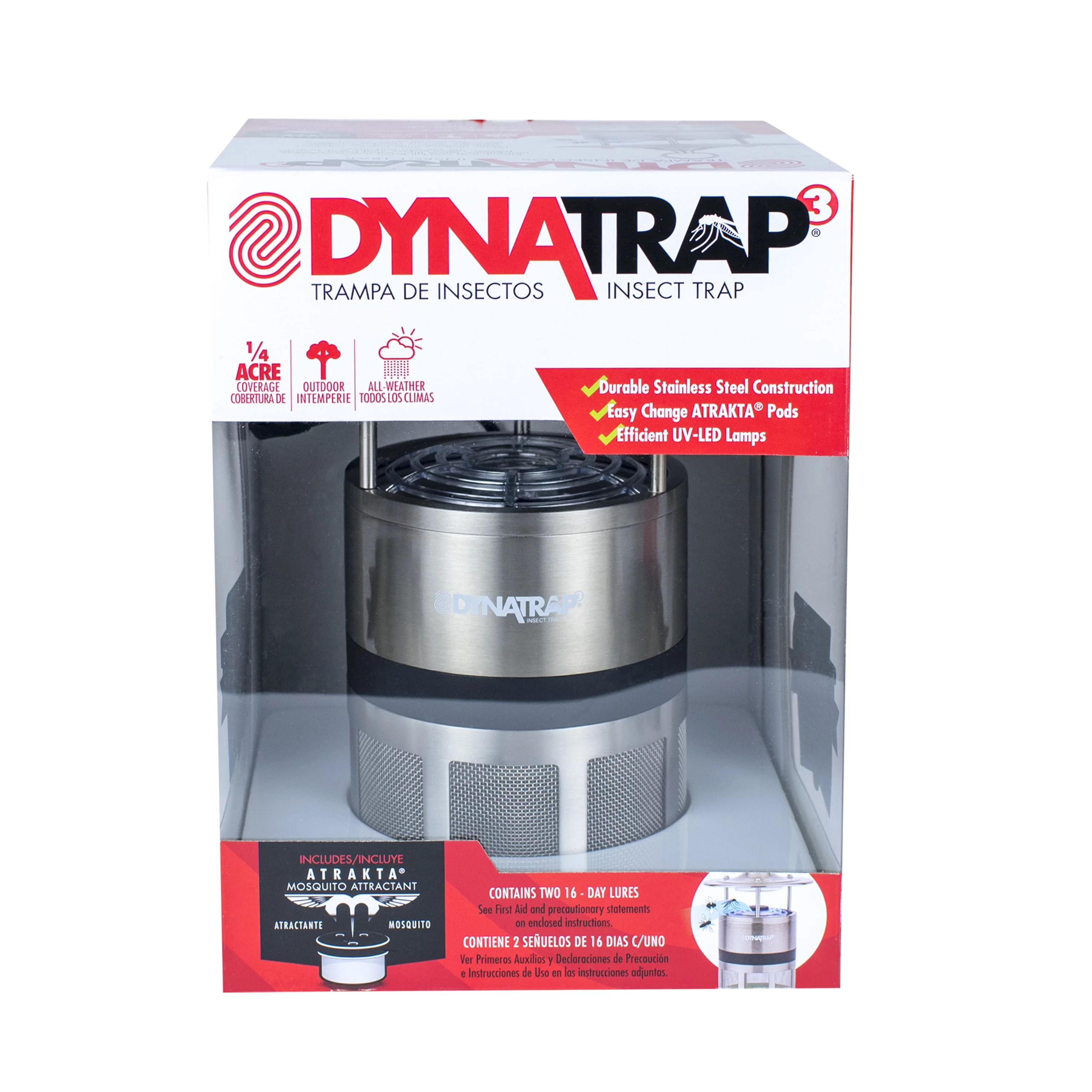 Dynatrap LED Atrakta Series 1/4 Acre Stainless Steel Outdoor Trap