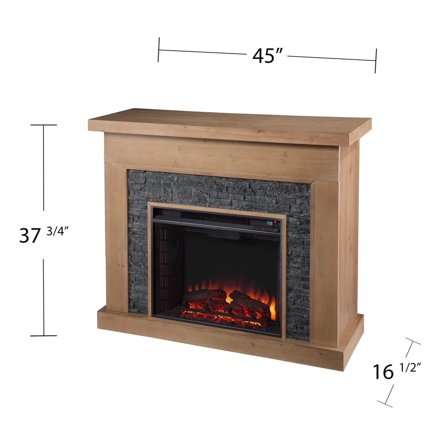 SEI Furniture Standlon Faux Stone/Engineered Wood Electric Fireplace in Natural