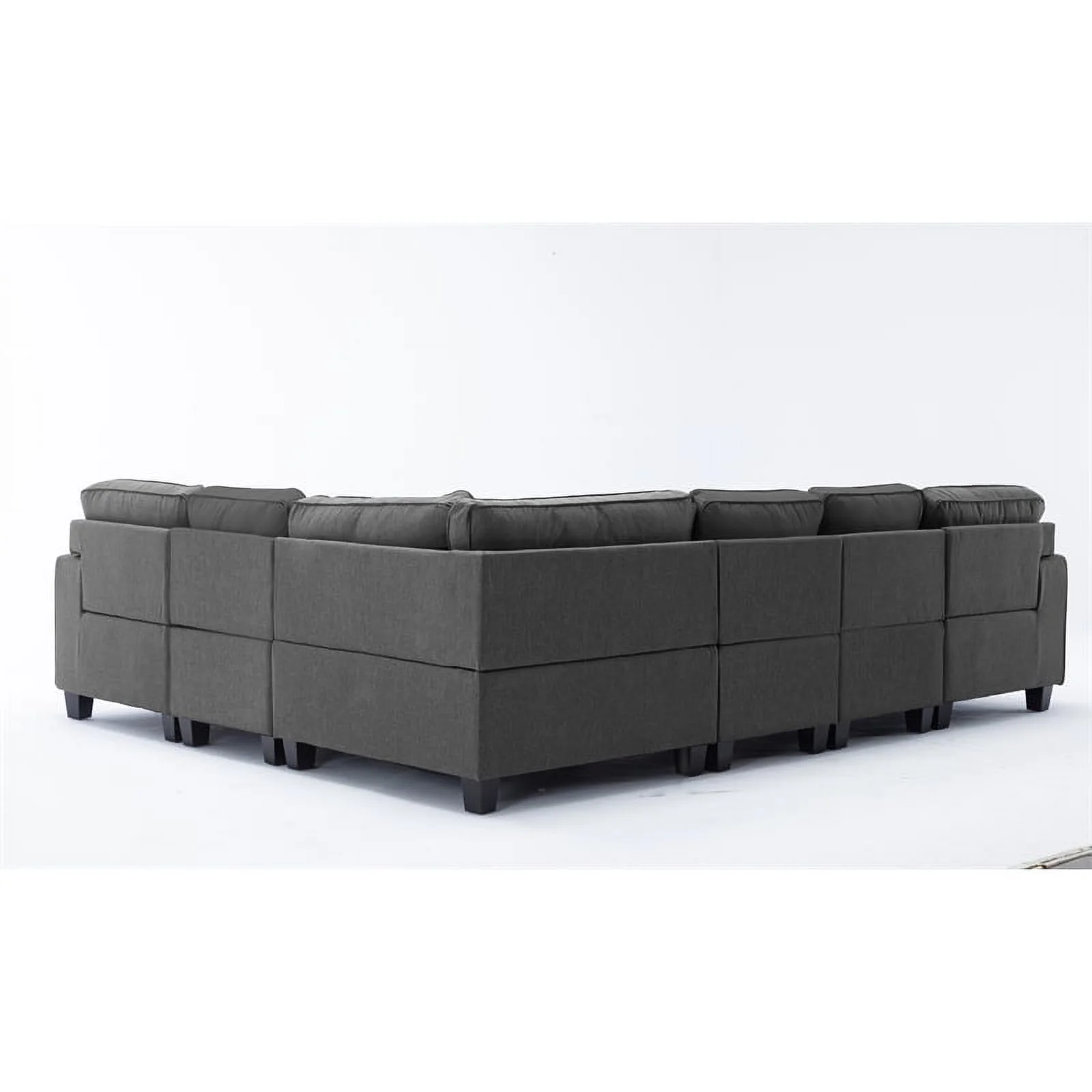 Bowery Hill 7 Piece Reversible Linen fabric Livingroom Sectional in Dark Gray