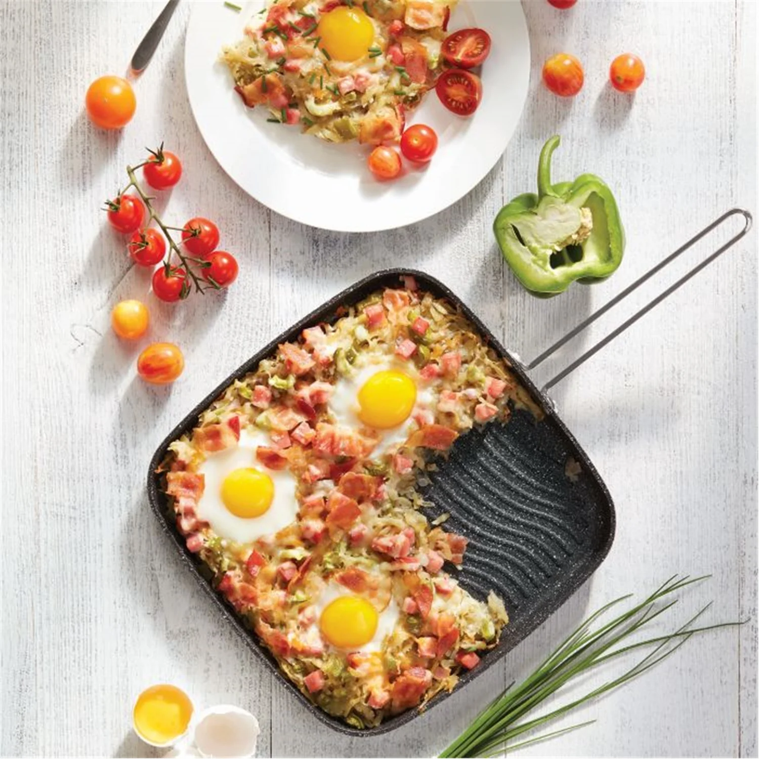 THE ROCK by Starfrit THE ROCK by Starfrit Breakfast Collection 10-In. Grill Pan with Stainless Steel Handle, 030763-006-0000