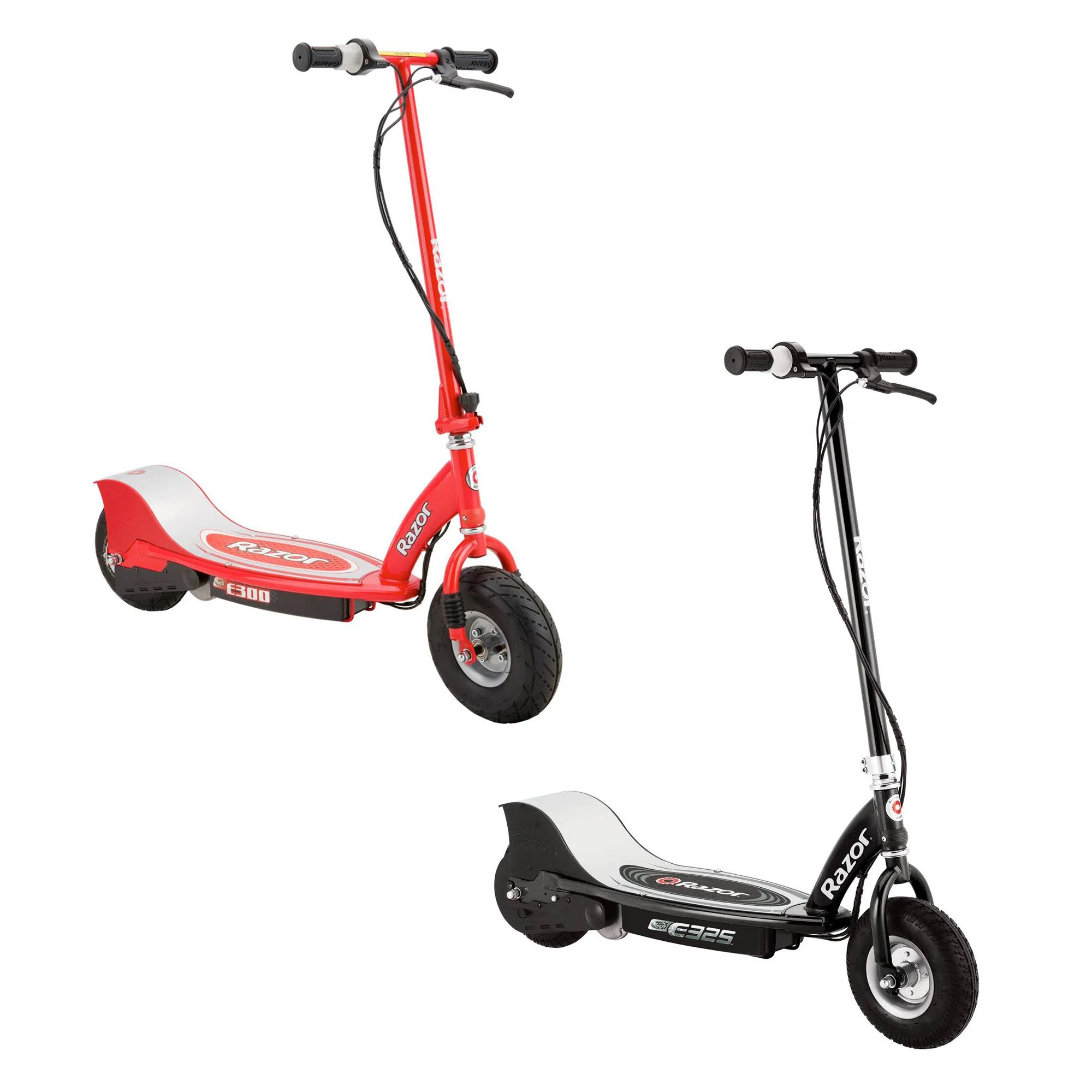 Razor Electric Rechargeable Motorized Ride On Kids Scooters, 1 Black & 1 Red