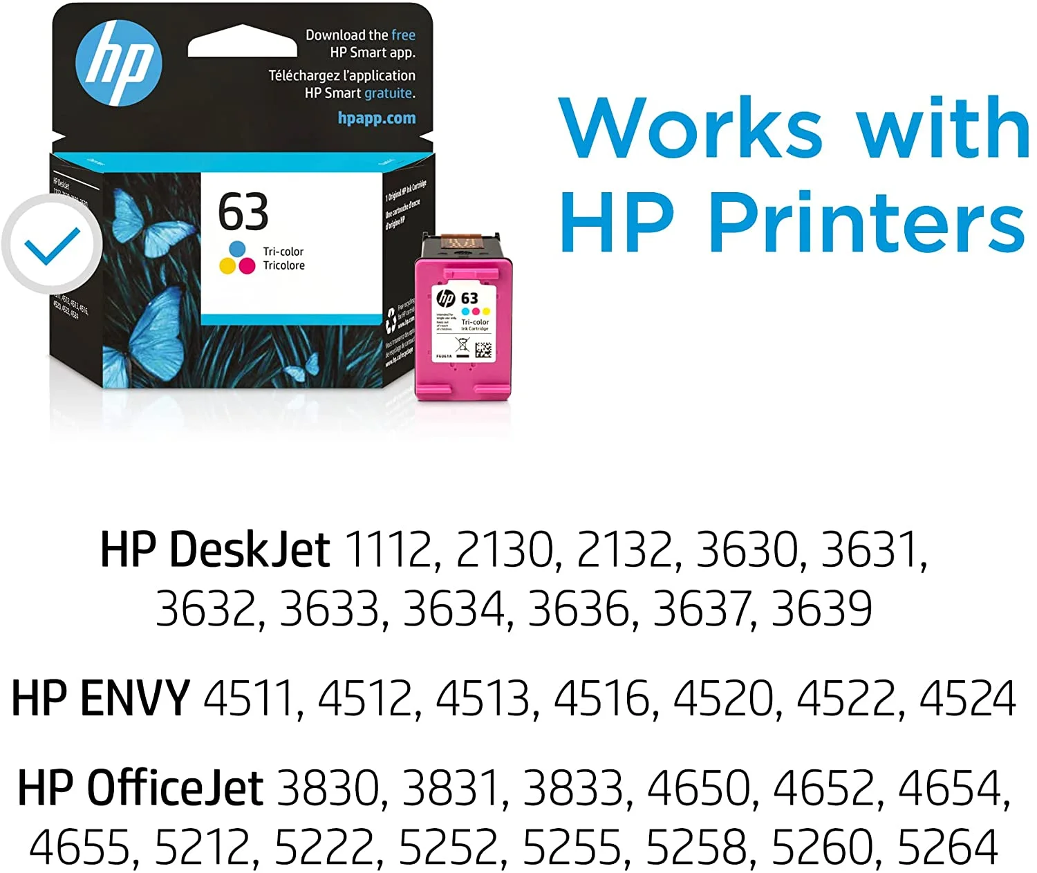 HP 63 Ink Cartridge, Tri-color