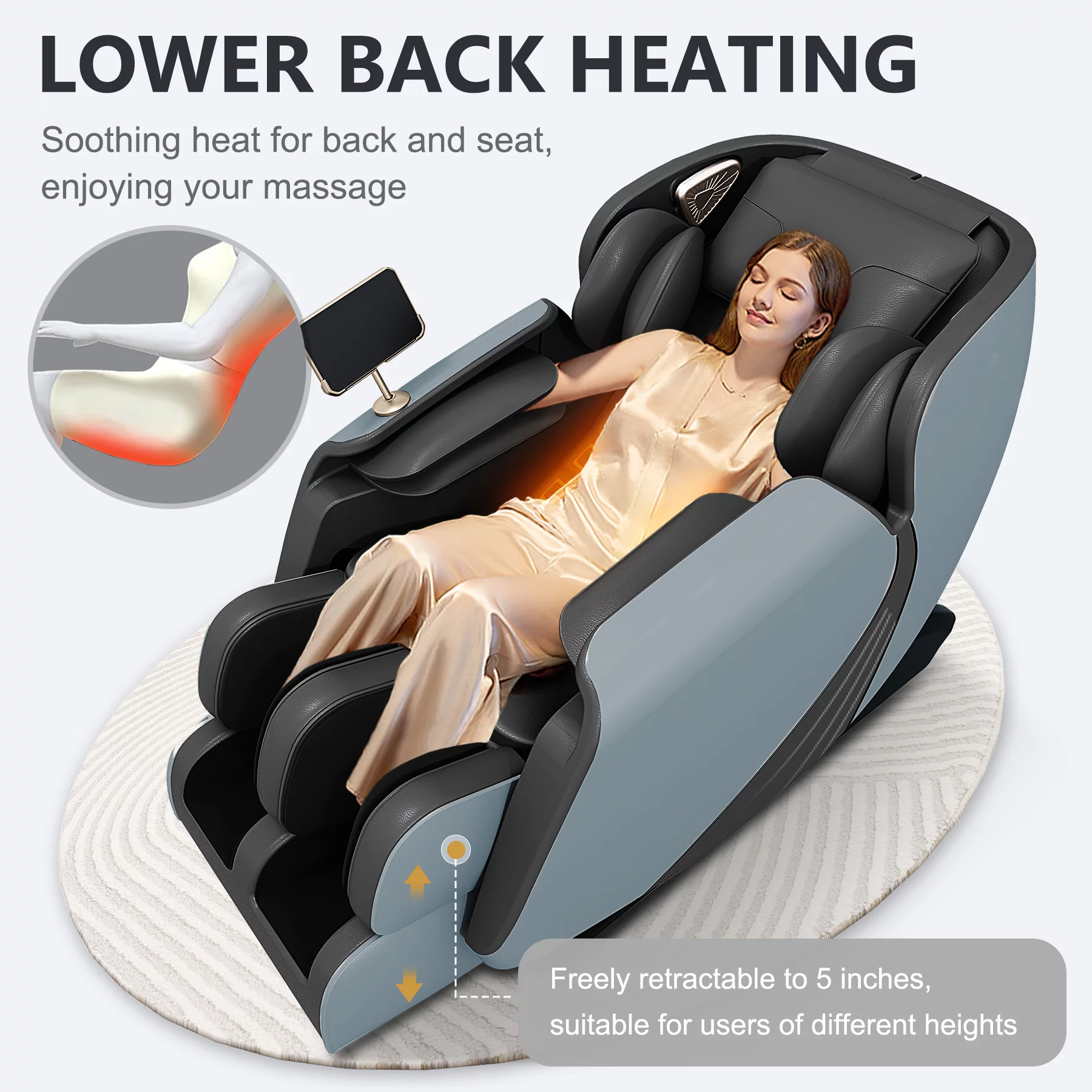 Massage Chair Recliner with Zero Gravity Heating and Bluetooth Functions Foot Roller, Airbags, Neck Shoulder Back Calf and Foot Massager, Easy to Use at Office and Home