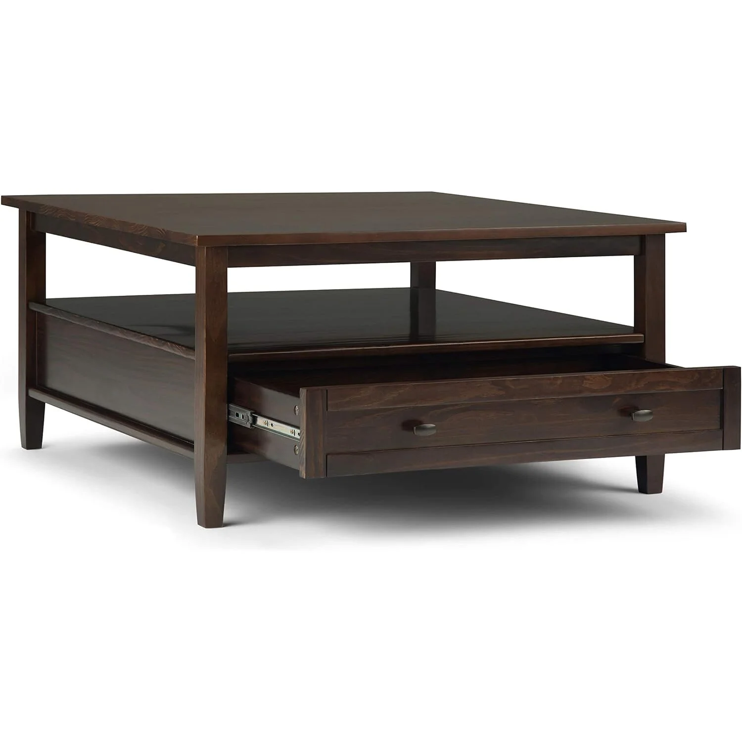 HomeStock Urban Oasis Solid Wood 36 Inch Wide Square Transitional Coffee Table In Tobacco Brown