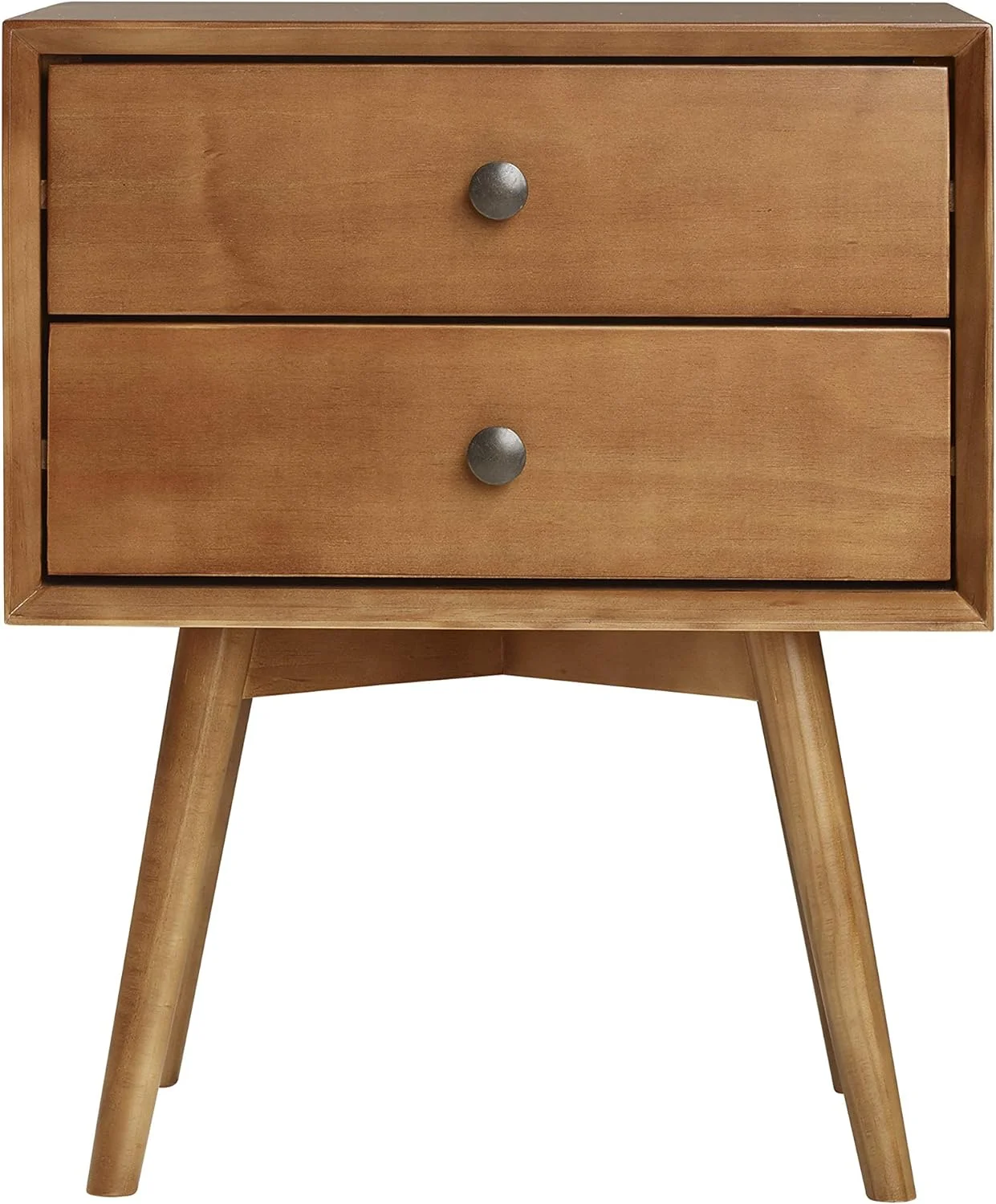 Modern 2-Drawer Solid Wood Nightstands Caramel Finish