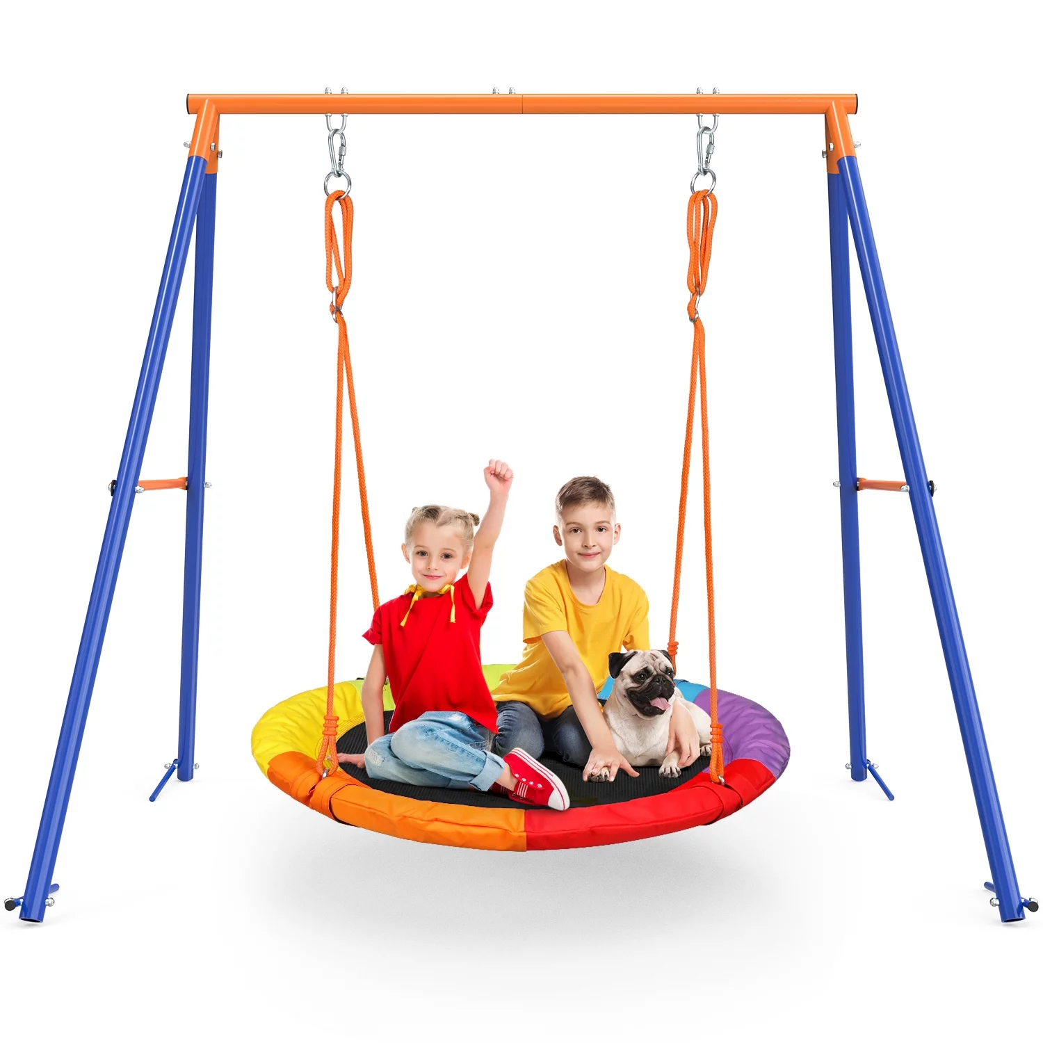 Wostoo Steel Swing Set, 1 Heavy-Duty Metal Frame & 1 40