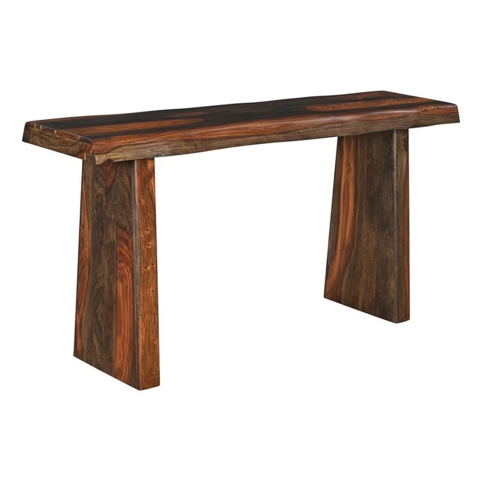 Taran Designs Darcy Live Edge Solid Wood Console Table in Dark Brown