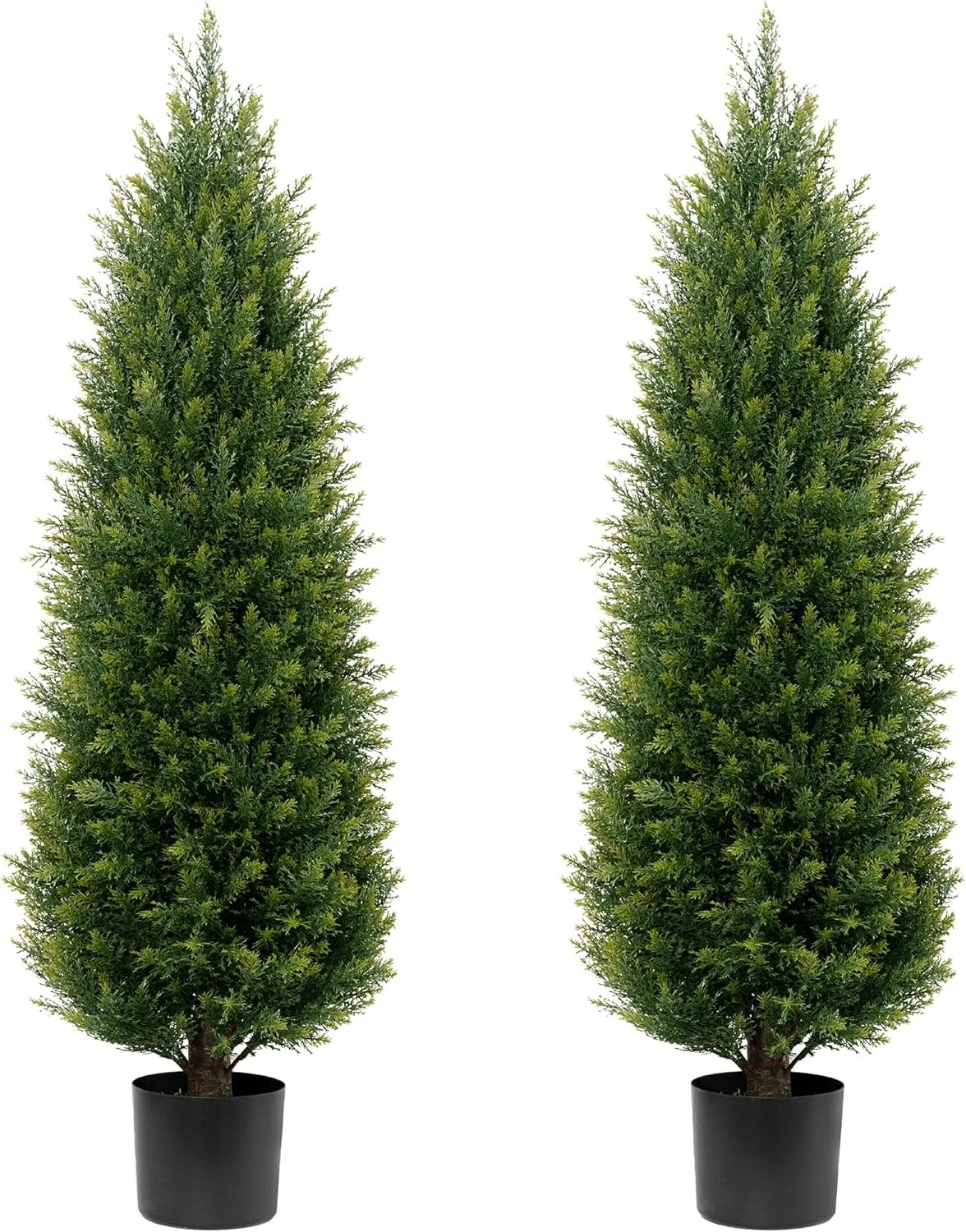 Two 4ft Artificial Topiary Tree Artificial Bushes Potted Plants UV Resistant Artificial Cedar Trees Artificial Outdoor Tree for Indoor Outdoor Front Porch Garden
