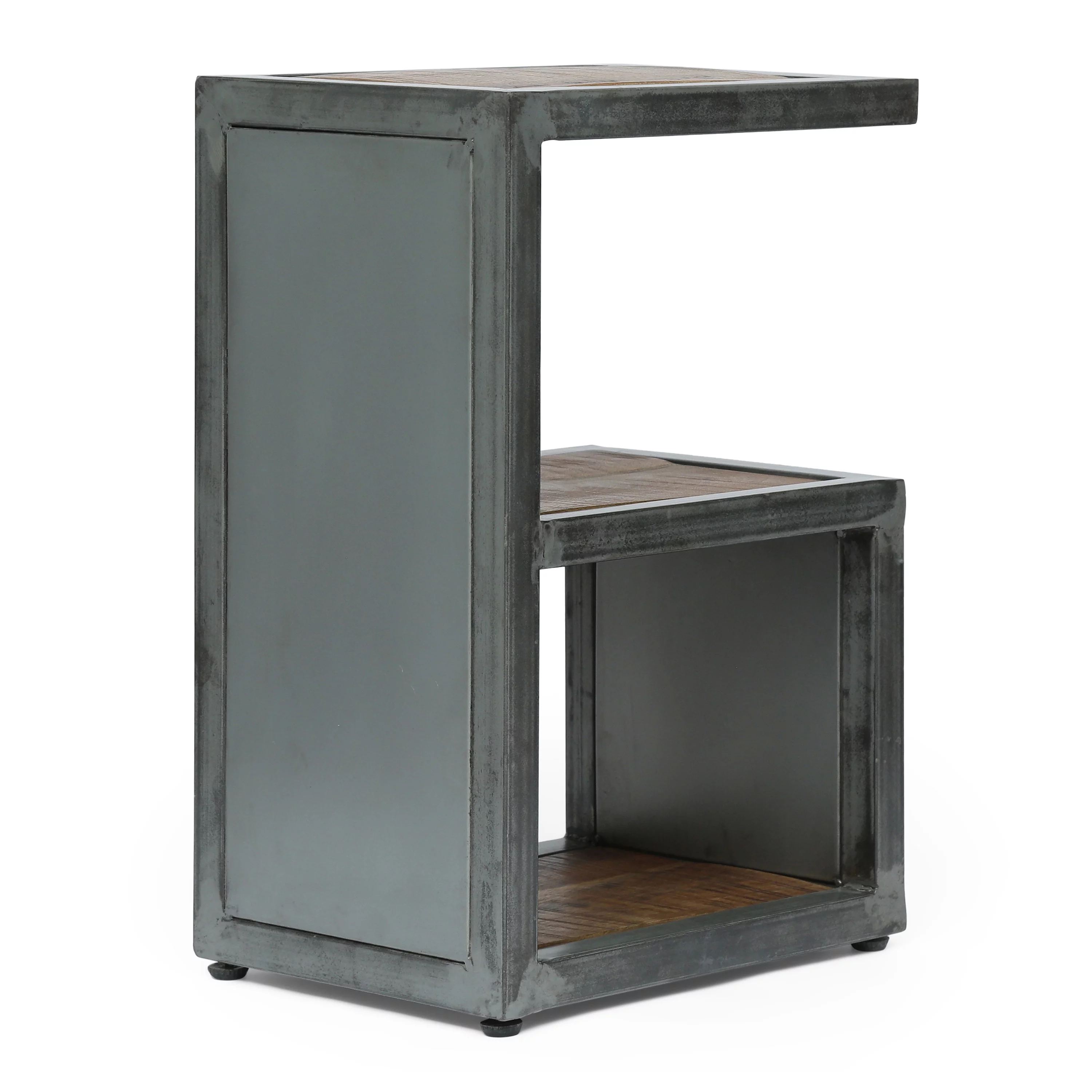 GDF Studio Clary Modern Industrial Handcrafted Mango Wood Side Table, Natural and Gray