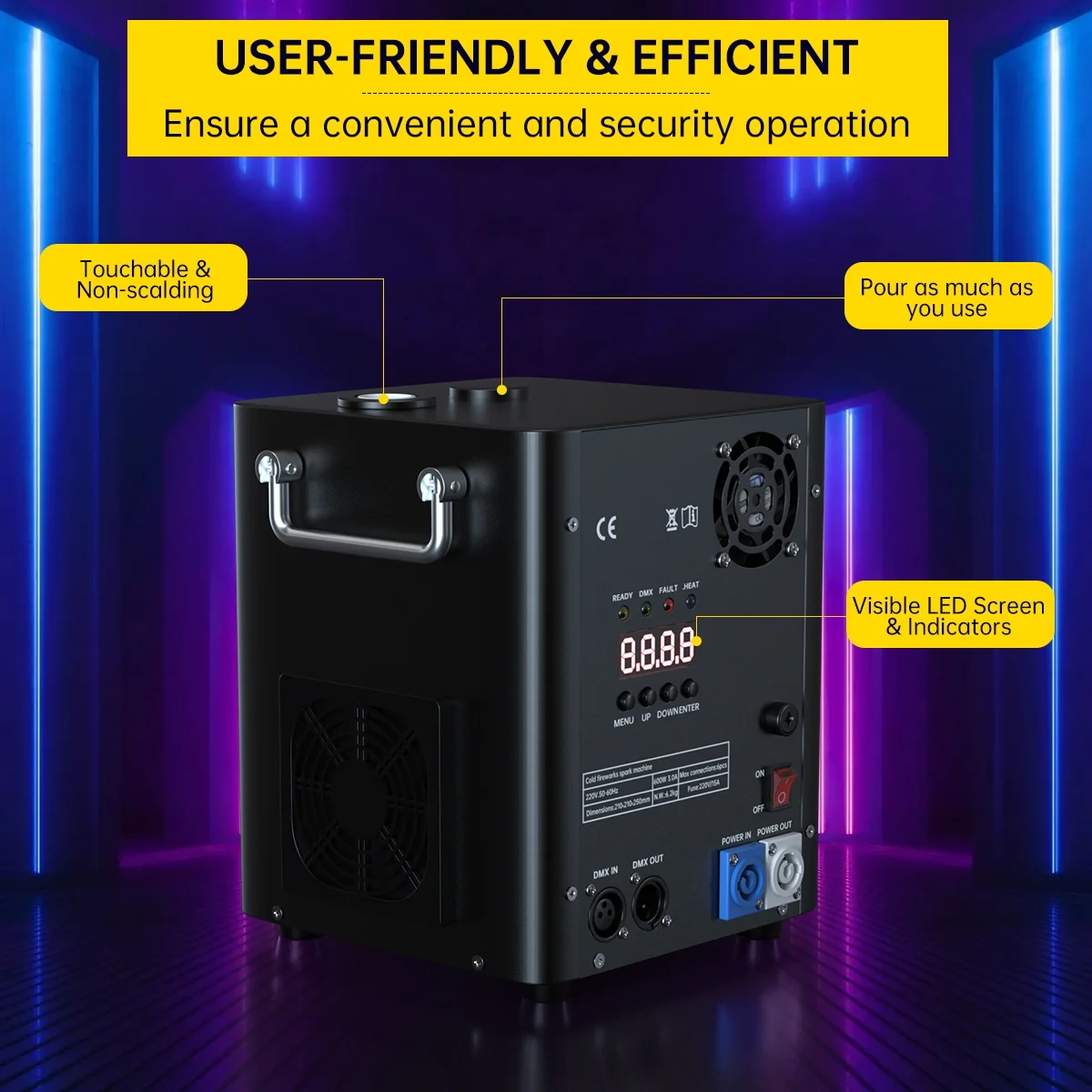 VIPQV 2Pcs 700W Large Cold Spark Machine Firework Machine with Remote DMX for Wedding Stage DJ Event Party