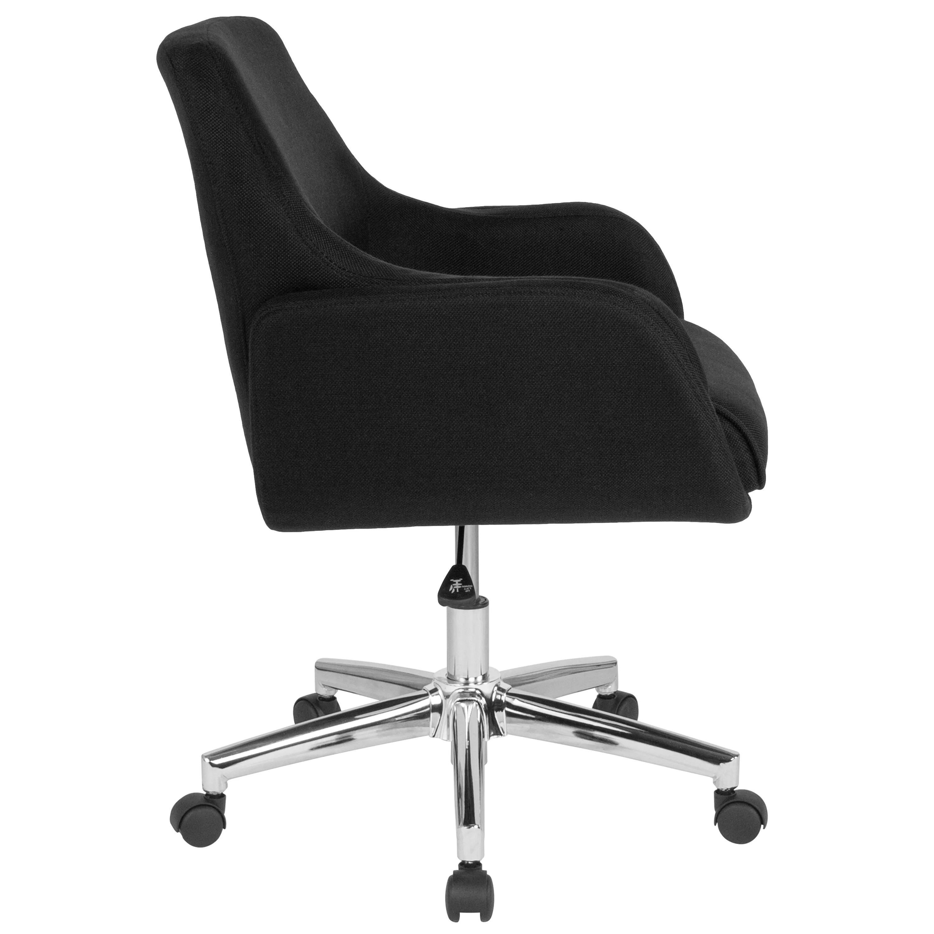 Merrick Lane Home Office Upholstered Mid-Back Chair in Black Fabric