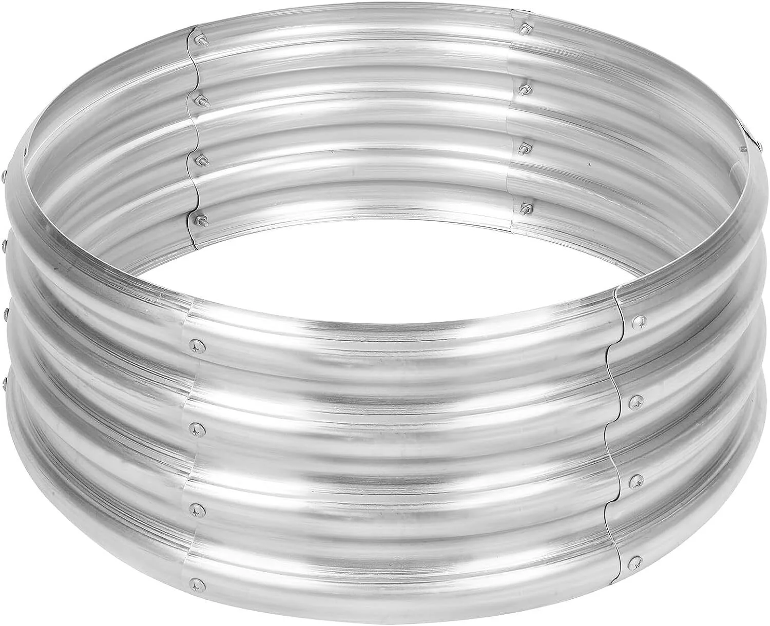 Round Galvanized Raised Garden Beds Outdoor, Steel Fire Pit Ring Flower Planter