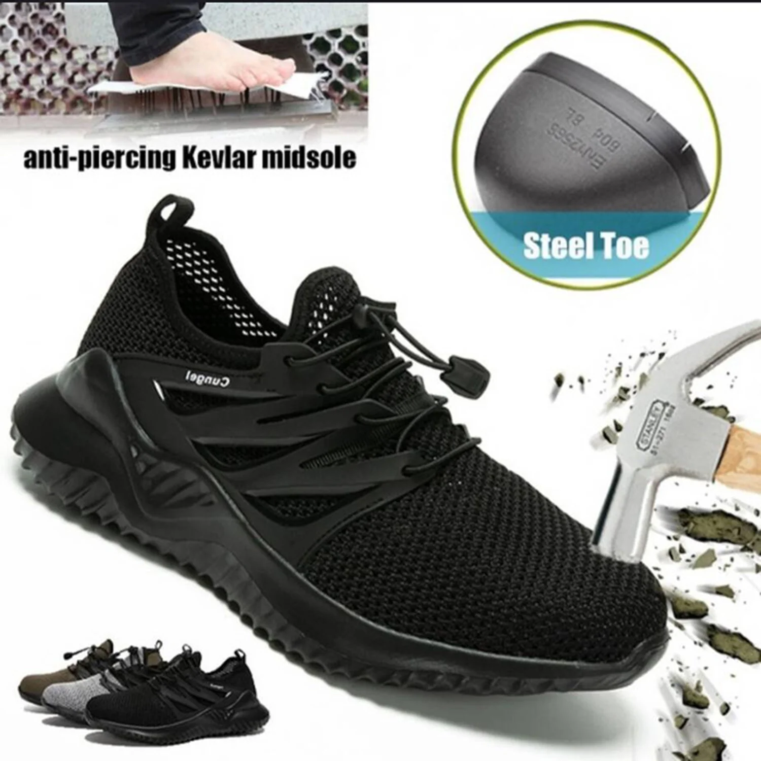 Lopsie Composite Steel Toe Sneakers for Men Comfortable Safety Slip on Men's Work Shoes