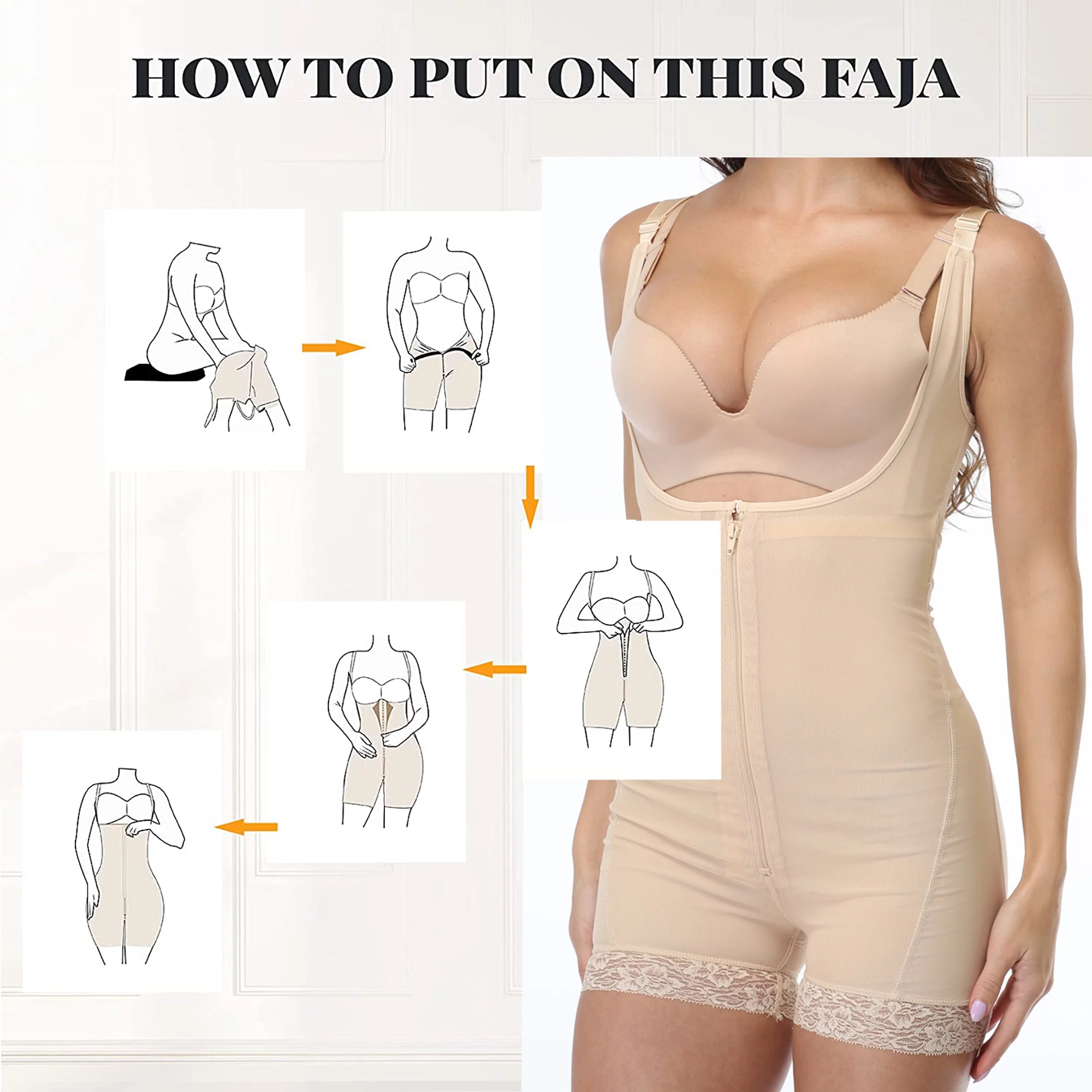 Fajas Colombianas Shapewear Bodysuit Slimming Full Body Shaper Tummy Control Tuck Girdle Shaping Postpartum