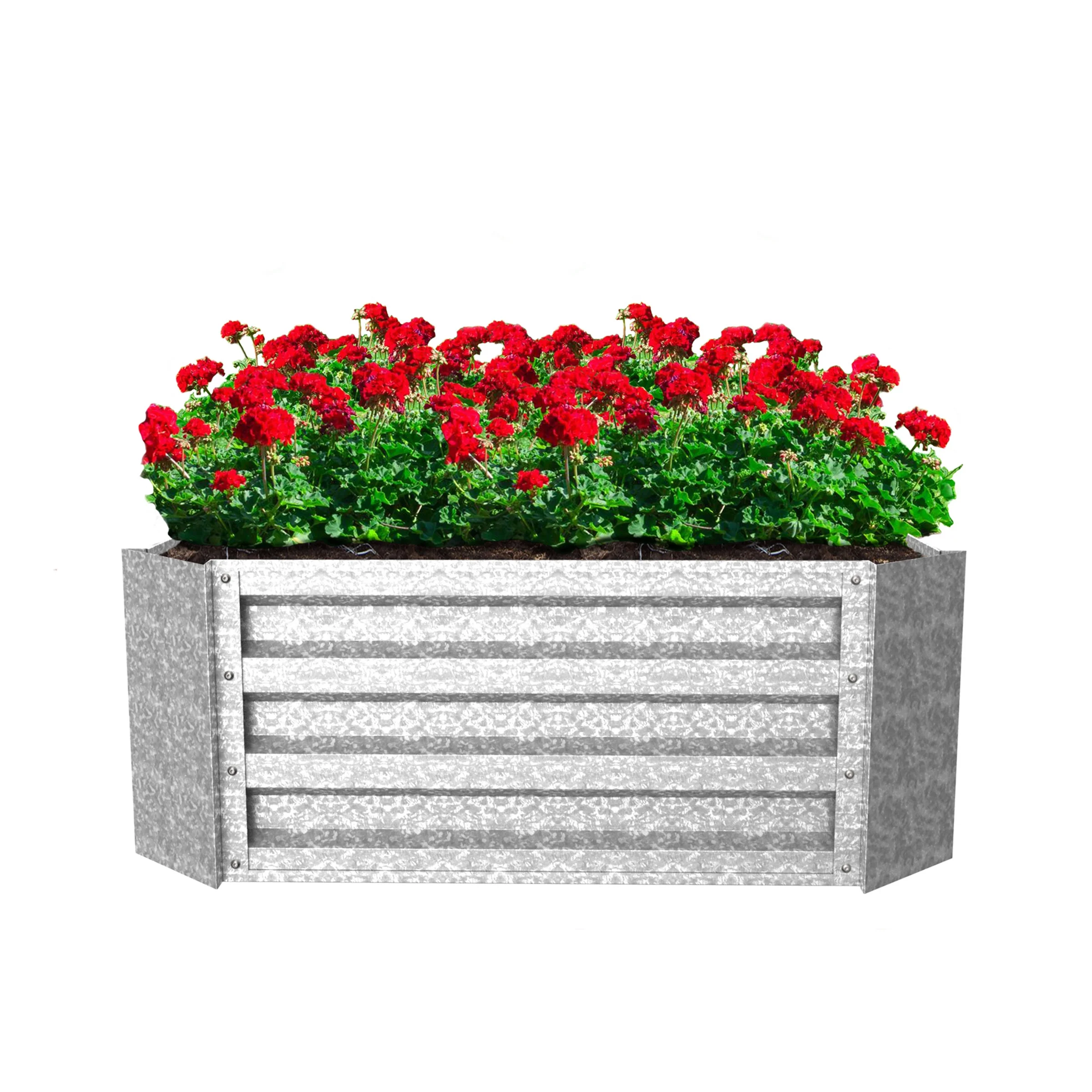 Pure Garden Galvanized Iron Raised Garden Bed and Plant Holder Kit 23.5