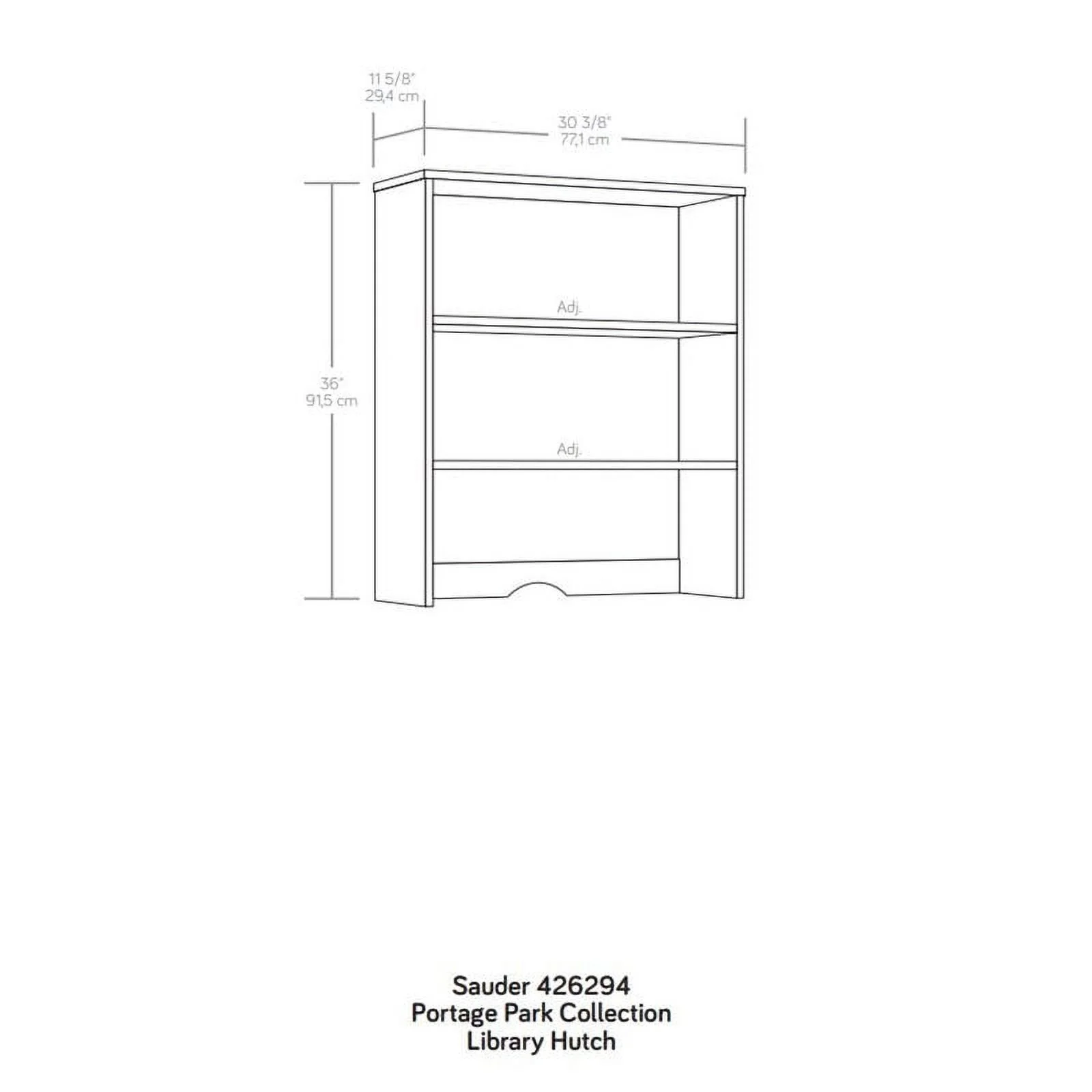 Pemberly Row Contemporary Engineered Wood Library Hutch in Kiln Acacia