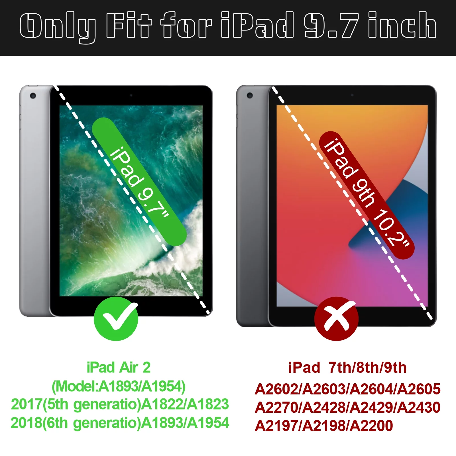 ELEHOLD for iPad 9.7 inch 6th/5th 2018/2017 & iPad Air 2 Rugged Case, Cute Cartoon Kids Friendly Built-in Double Kickstand Full Protection Shockproof Children Case,Black