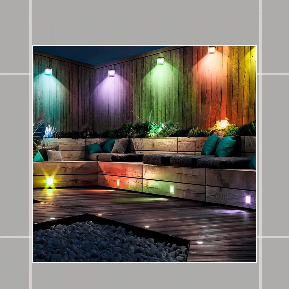 Solar Deck Lights, 8 Pack RGB Color Glow Solar Fence Lights