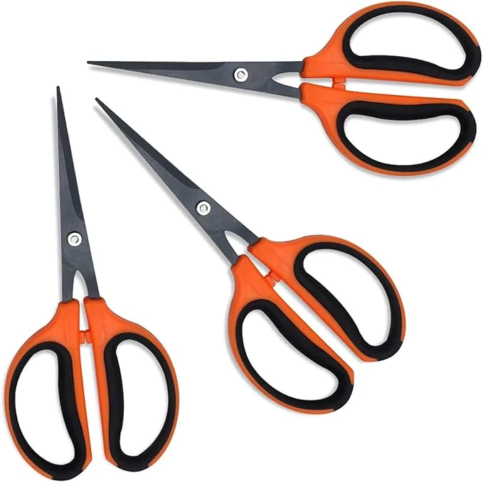 GROWNEER 3 Packs Trimming Scissors Teflon Coated Non Stick Blades Pruning Shears Gardening Hand Pruning Snips with Straight Stainless Steel Precision Blade