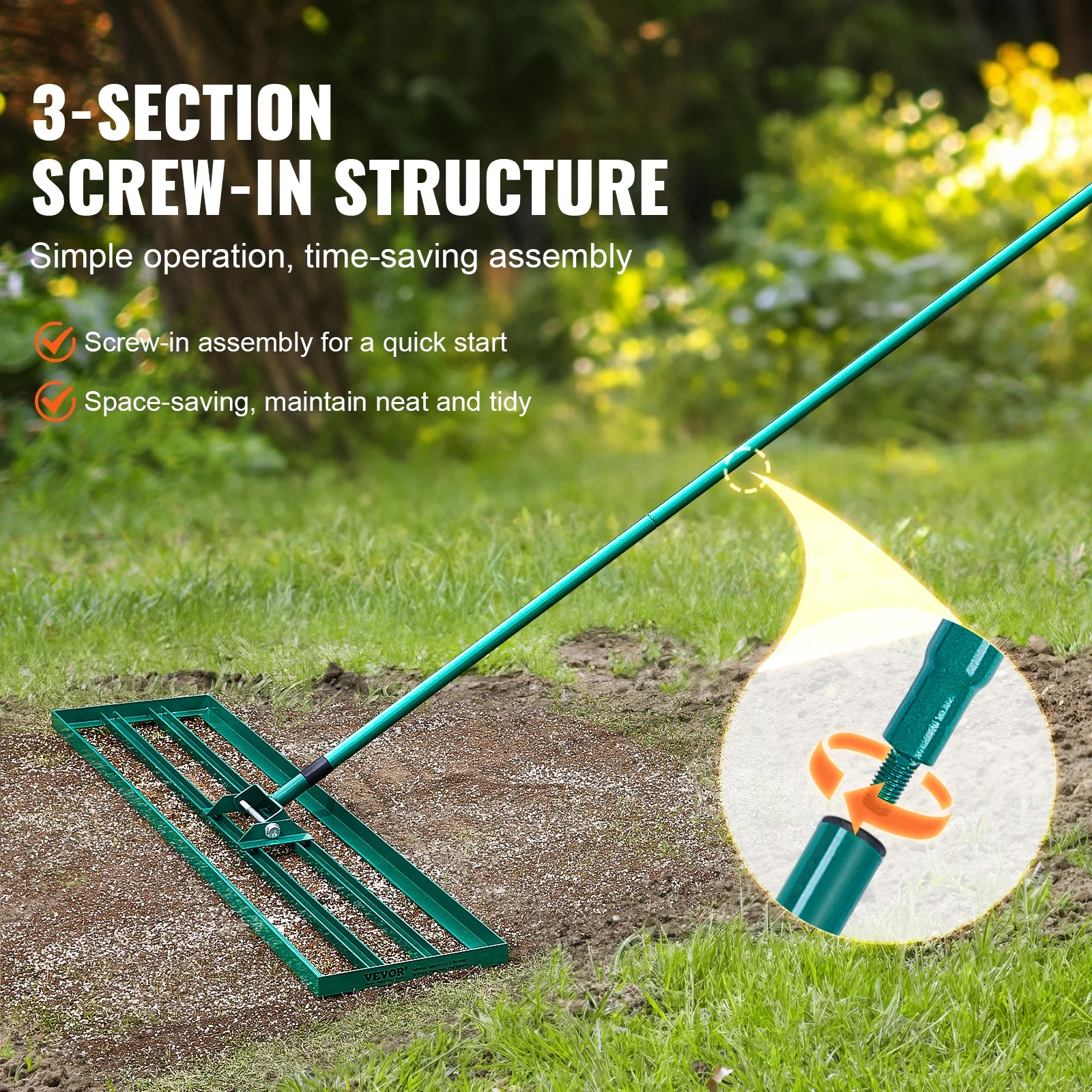 SKYSHALO Lawn Leveling Rake 48